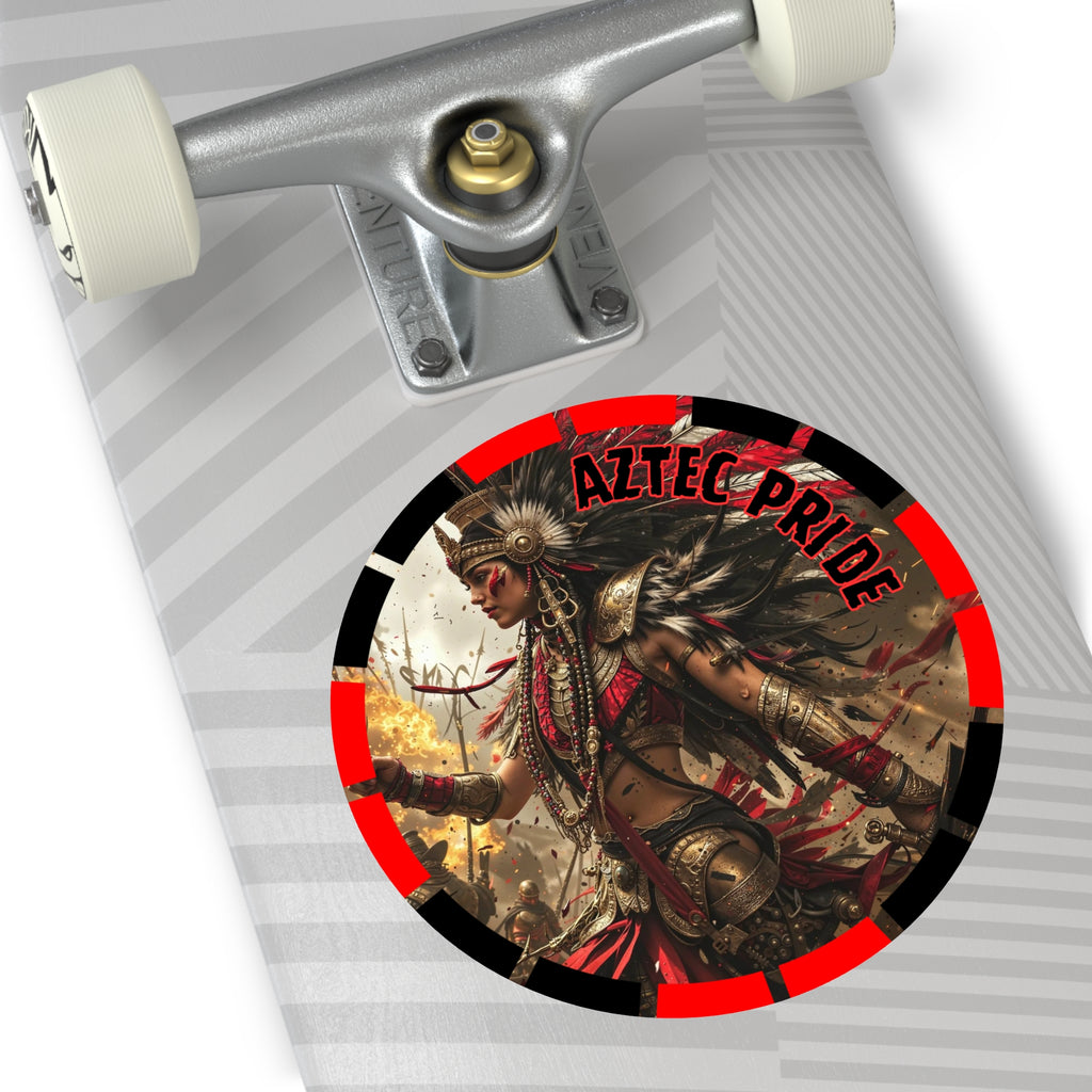 Aztec Warrior Queen Round Vinyl Sticker – Waterproof Matte Decal (2”–6”)
