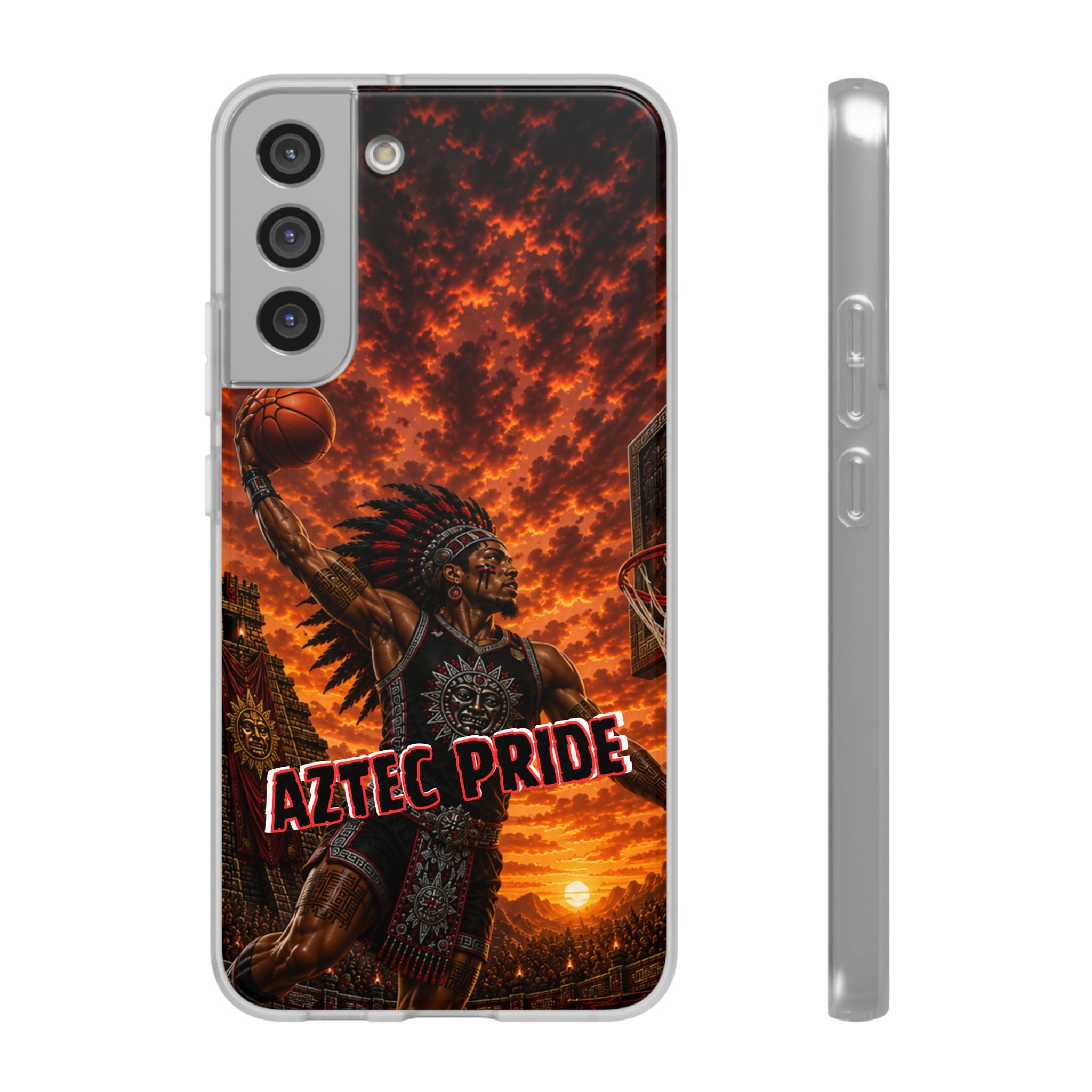 Aztec Basketball Male Warrior – Flexi Phone Case (iPhone & Samsung • Clear TPU • Made & Shipped in the USA • 🚚 FREE USA Shipping • Personalized Option)
