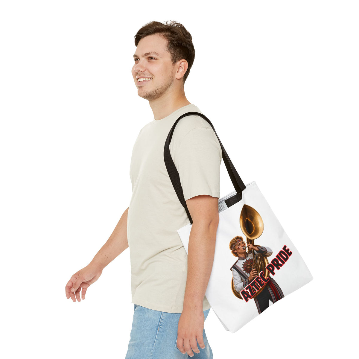 Aztec Band Warrior Tote Bag | Aztec-Inspired AI Art • Made & Shipped in the USA • 🚚 FREE USA Shipping • FREE Personalization