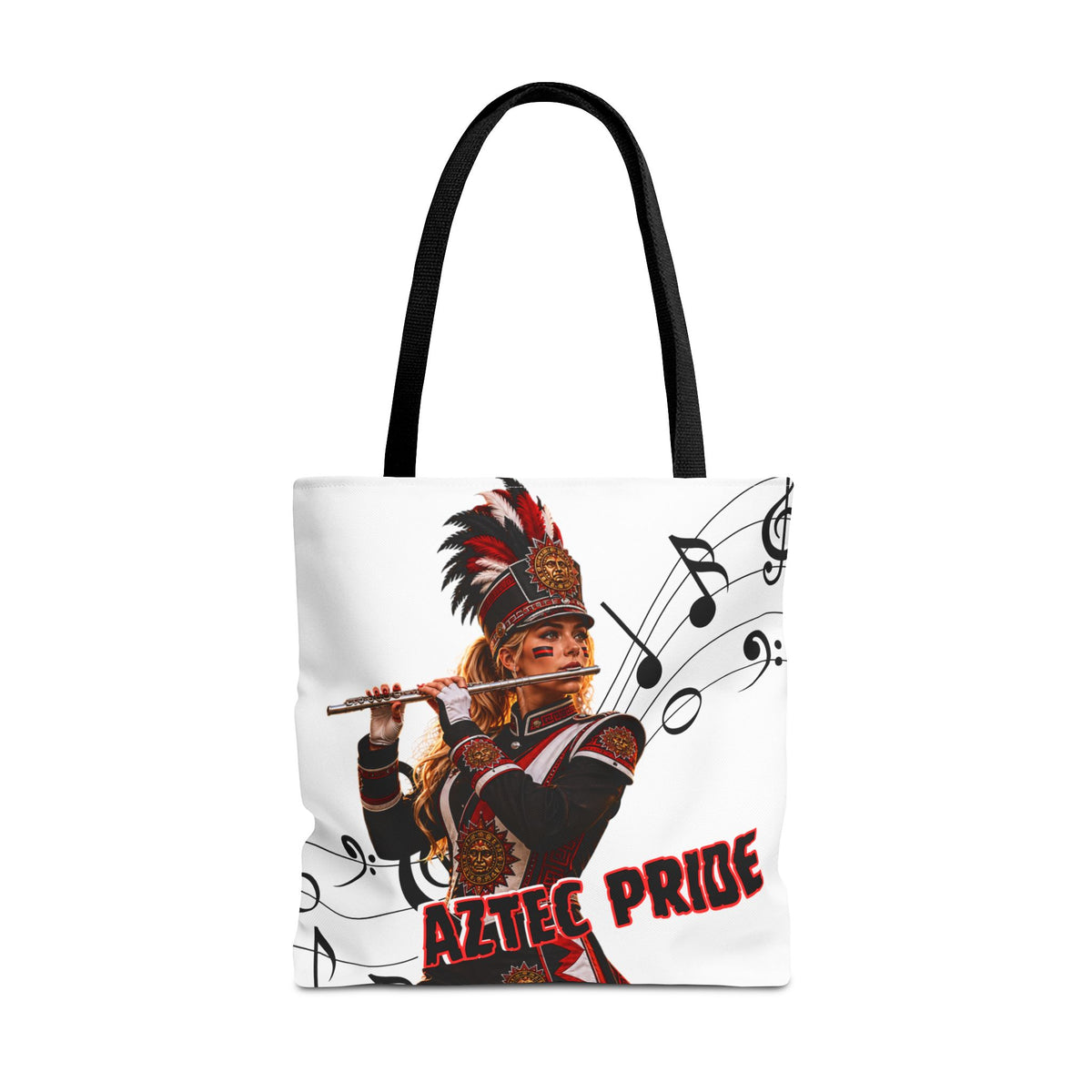 Aztec Flute Warrior Tote Bag | Aztec-Inspired AI Art • Made & Shipped in the USA • 🚚 FREE USA Shipping • FREE Personalization