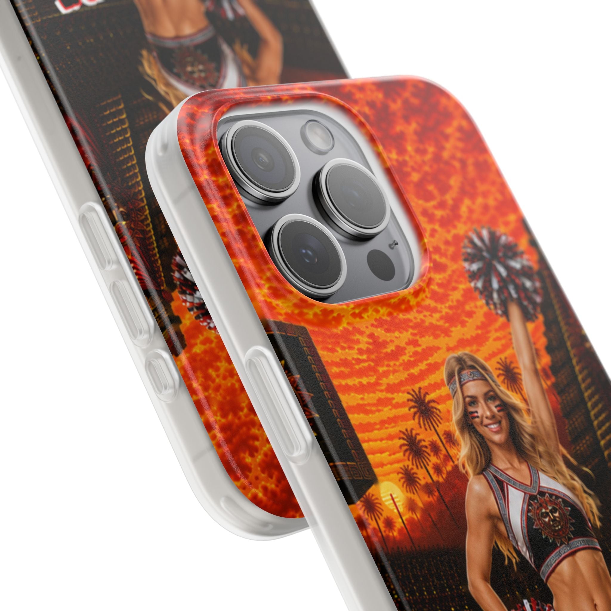 Aztec Cheerleader Warrior – Flexi Phone Case (iPhone & Samsung • Clear TPU • Made & Shipped in the USA • 🚚 FREE USA Shipping • Personalized Option)