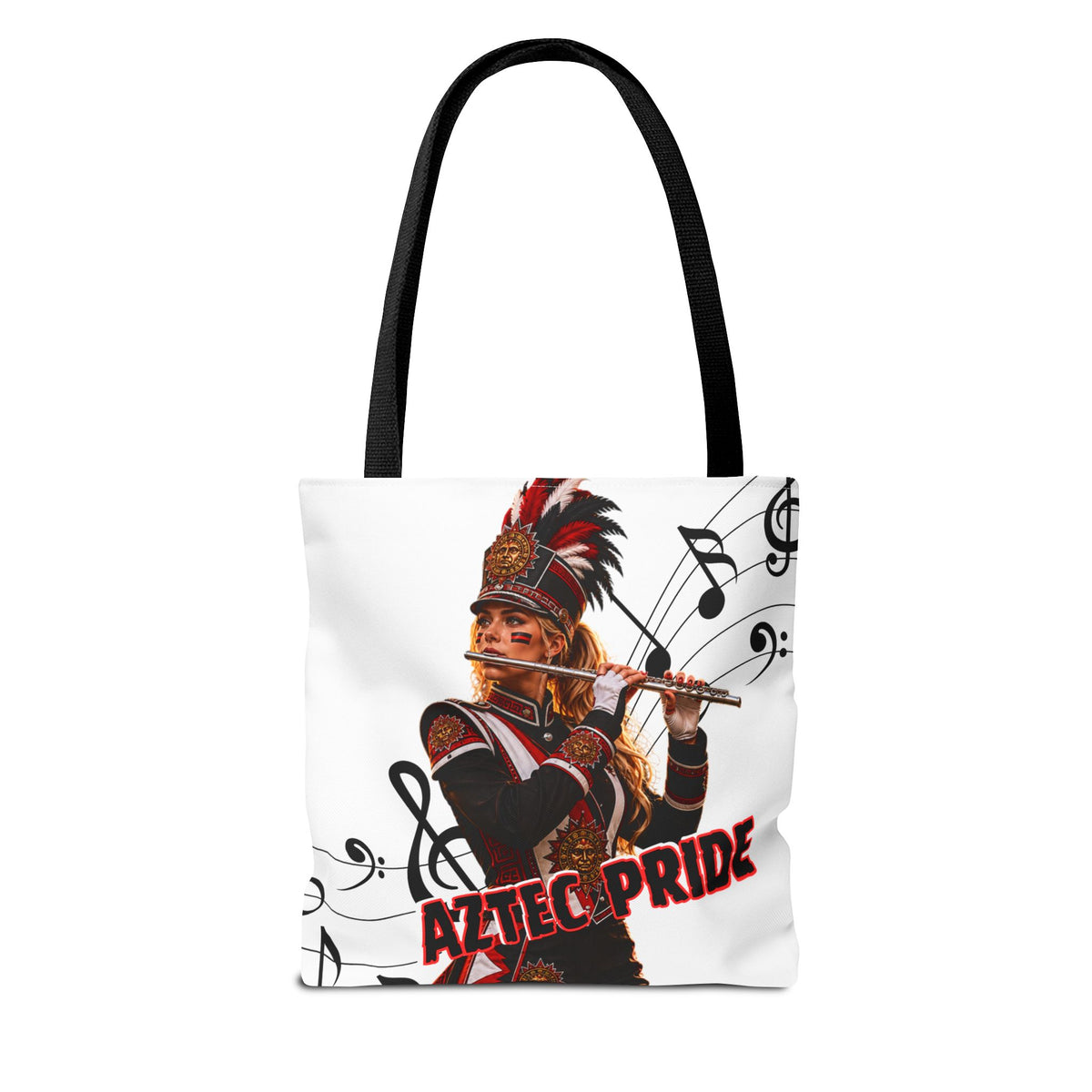 Aztec Flute Warrior Tote Bag | Aztec-Inspired AI Art • Made & Shipped in the USA • 🚚 FREE USA Shipping • FREE Personalization