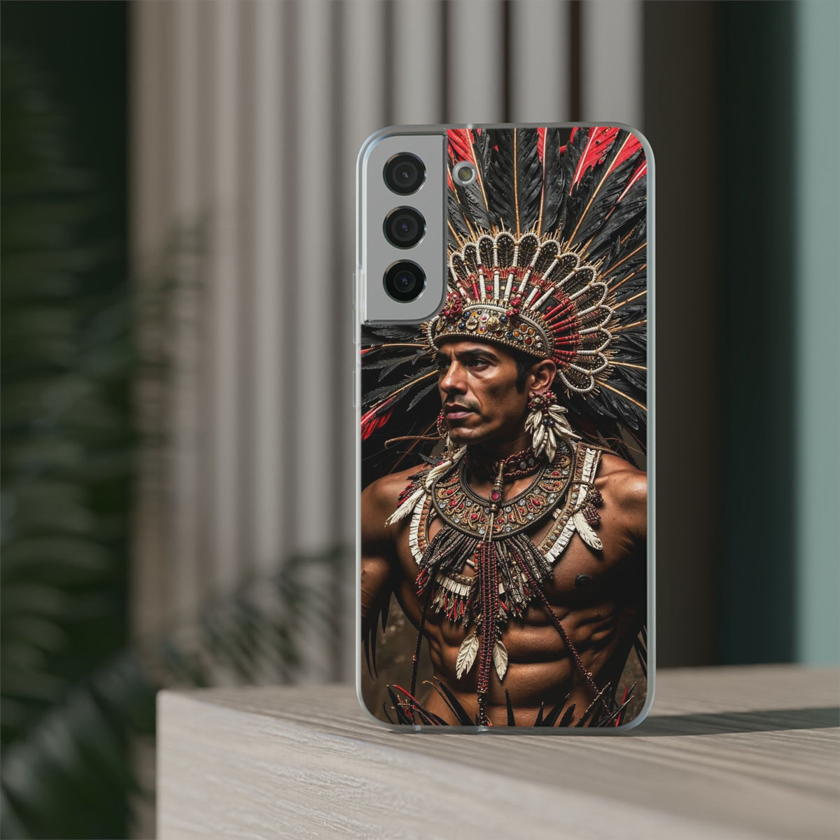 Aztec Sun Guardian – Flexi Phone Case (iPhone & Samsung • Clear TPU • Made in USA • Personalized Option)