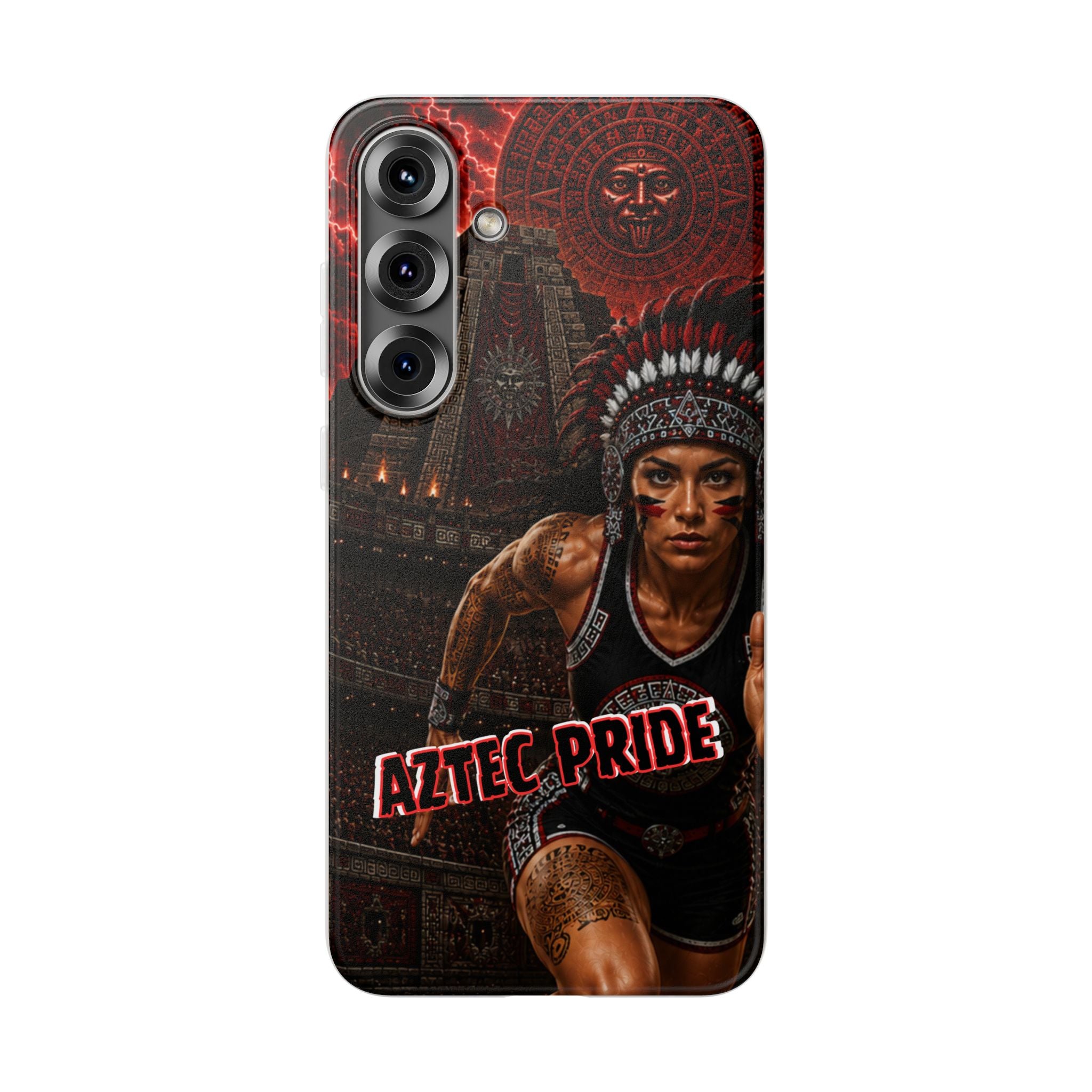 Aztec Track & Field Female Warrior – Flexi Phone Case (iPhone & Samsung • Clear TPU • Made & Shipped in the USA • 🚚 FREE USA Shipping • Personalized Option)