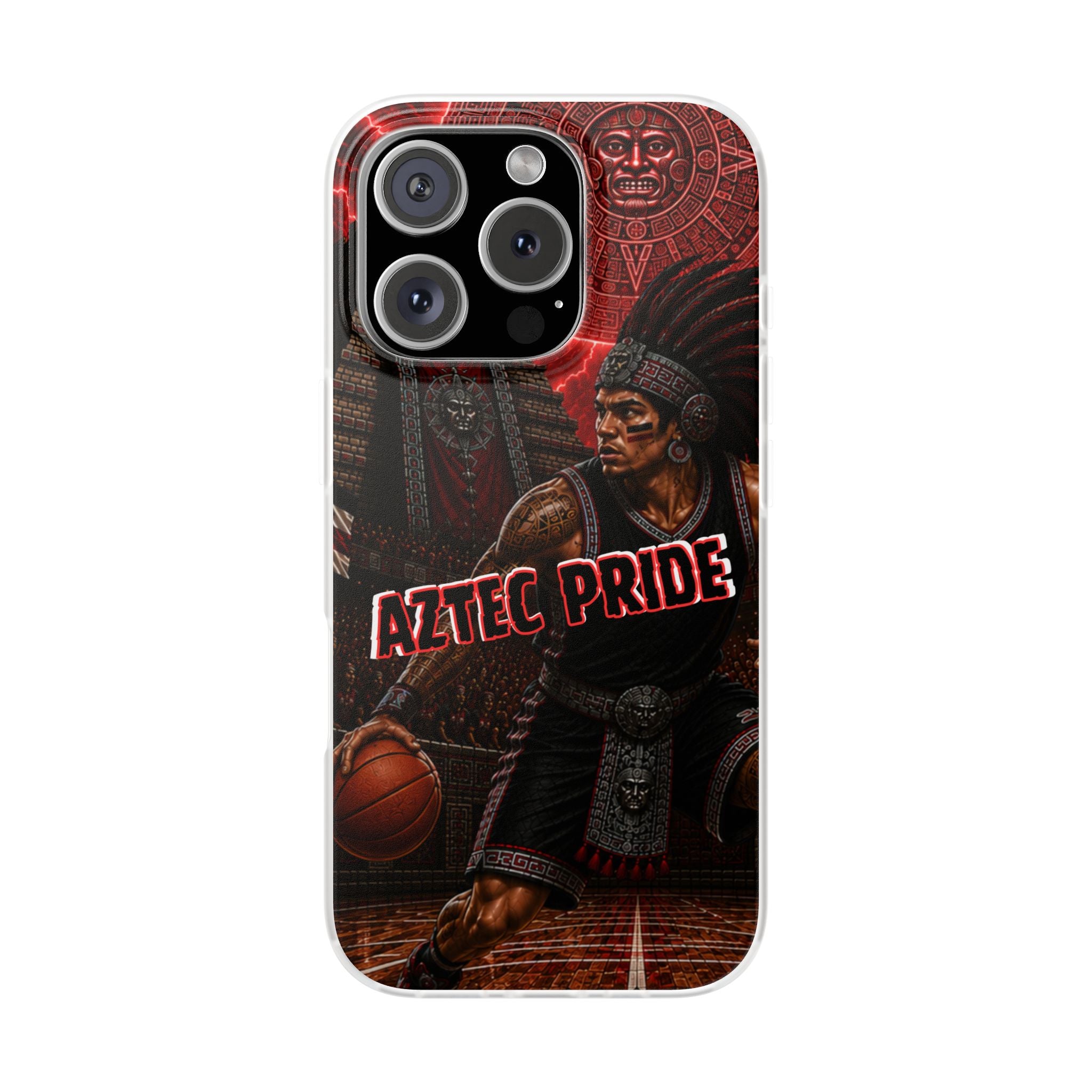 Aztec Basketall Warrior – Flexi Phone Case (iPhone & Samsung • Clear TPU • Made & Shipped in the USA • 🚚 FREE USA Shipping • Personalized Option)