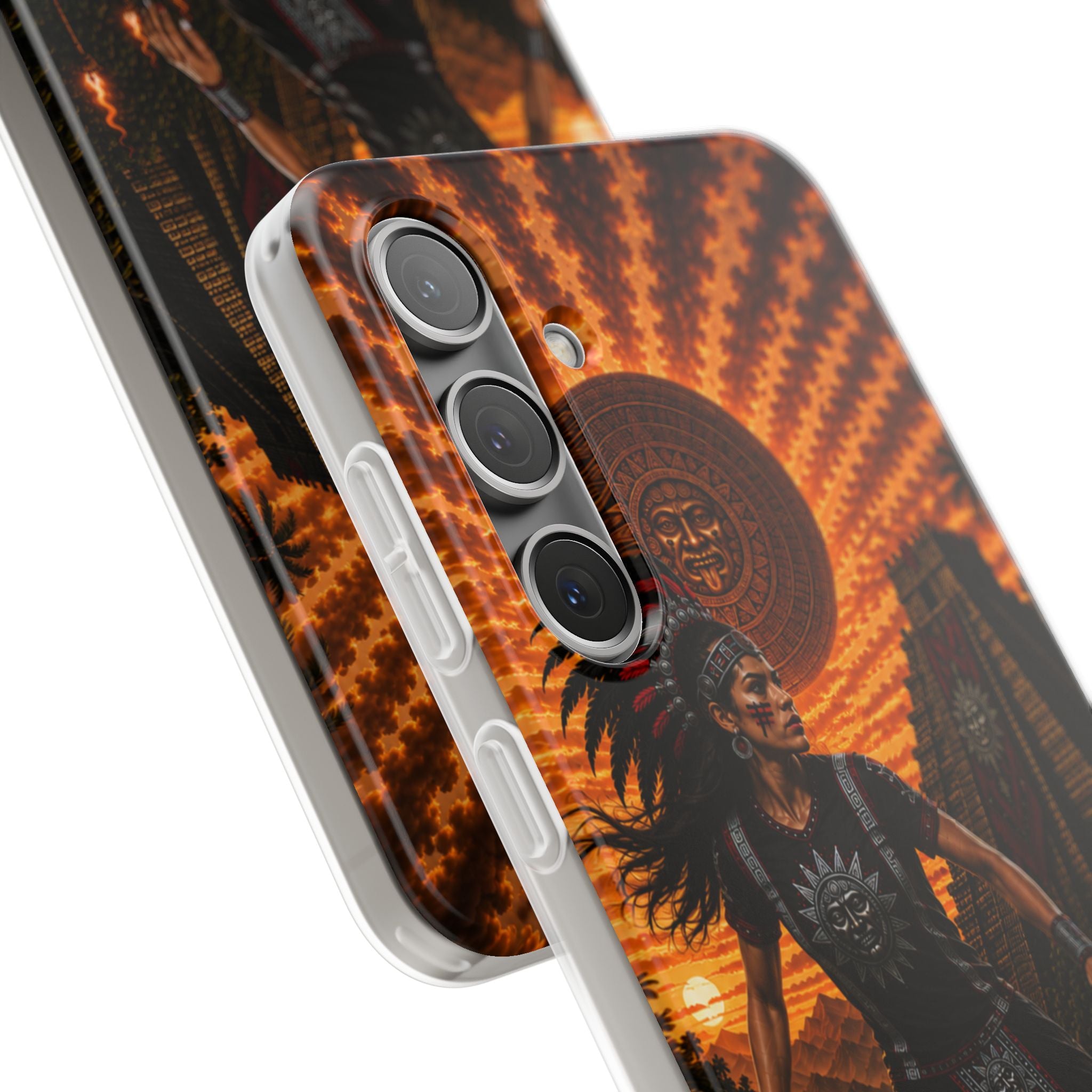 Aztec Soccer Female Warrior – Flexi Phone Case (iPhone & Samsung • Clear TPU • Made & Shipped in the USA • 🚚 FREE USA Shipping • Personalized Option)