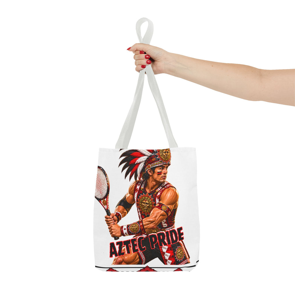 Aztec Tennis Male Warrior Tote Bag | Aztec-Inspired AI Art • Made & Shipped in the USA • 🚚 FREE USA Shipping • FREE Personalization