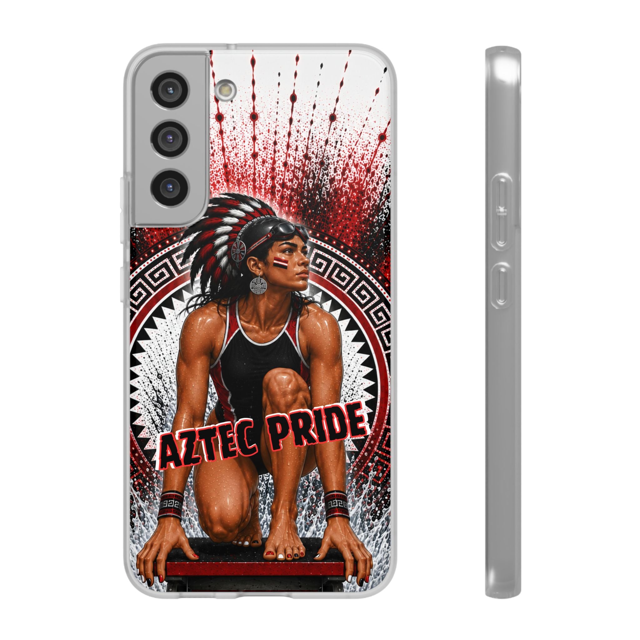Aztec Swim & Dive Warrior – Flexi Phone Case (iPhone & Samsung • Clear TPU • Made & Shipped in the USA • 🚚 FREE USA Shipping • Personalized Option)