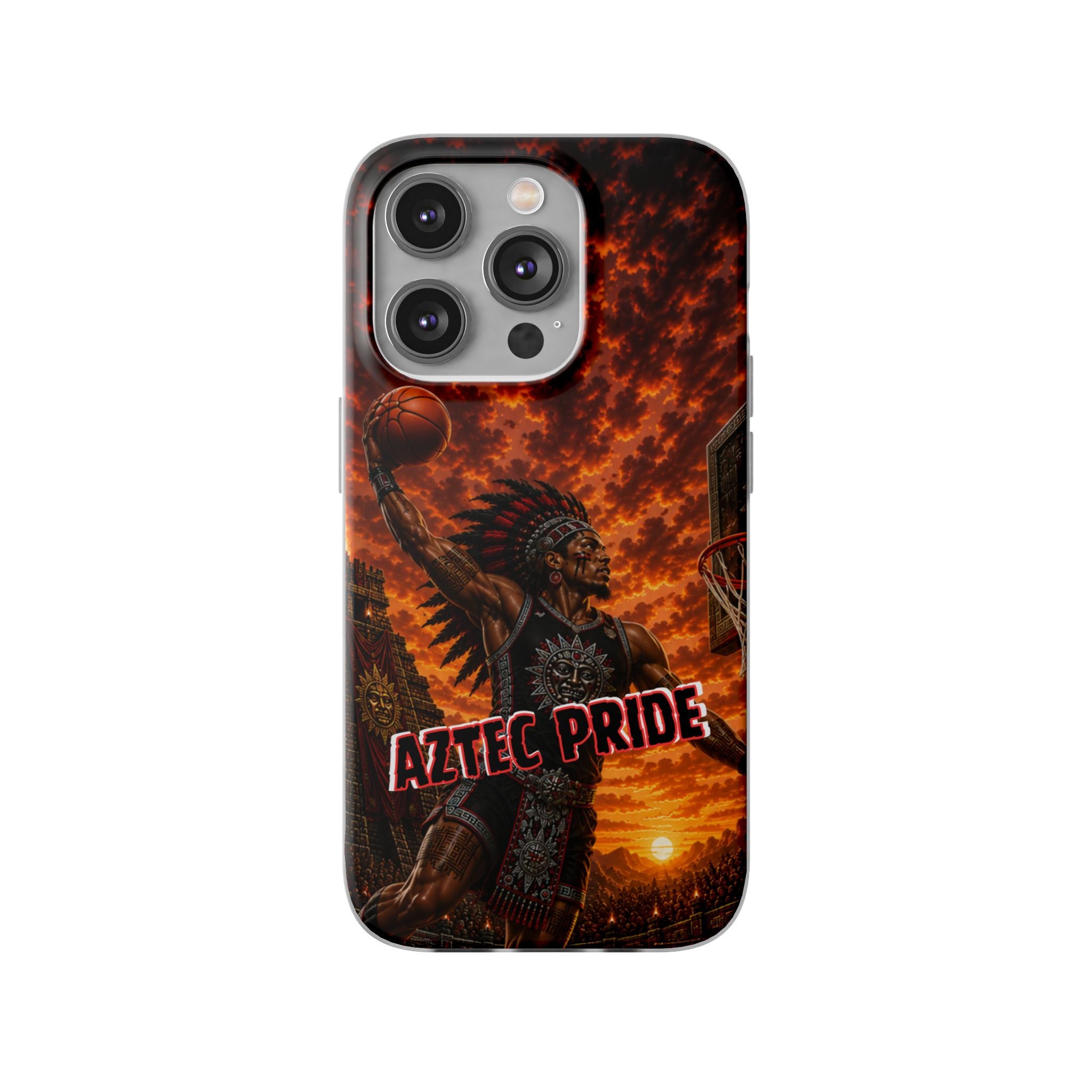 Aztec Basketball Male Warrior – Flexi Phone Case (iPhone & Samsung • Clear TPU • Made & Shipped in the USA • 🚚 FREE USA Shipping • Personalized Option)