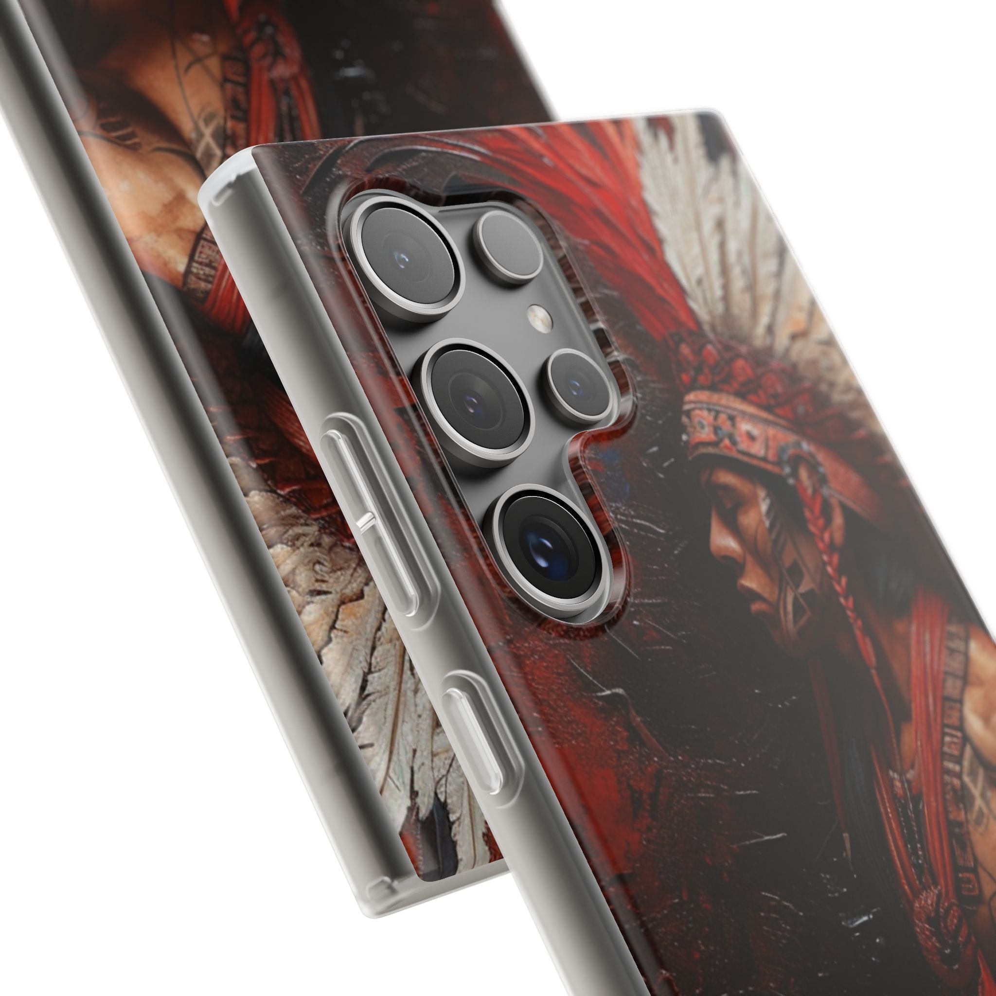Aztec Noble Warrior – Flexi Phone Case (iPhone & Samsung • Clear TPU • Made in USA • Personalized Option)