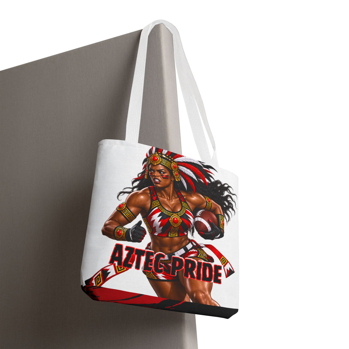 Aztec Flag Football Savage Female Warrior Tote Bag