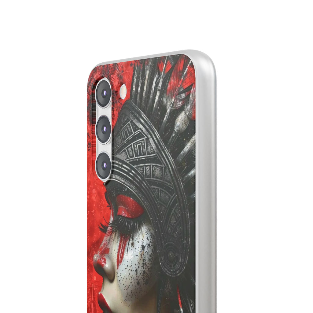 Aztec Fearless Goddess – Flexi Phone Case (iPhone & Samsung • Clear TPU • Made in USA • Personalized Option)