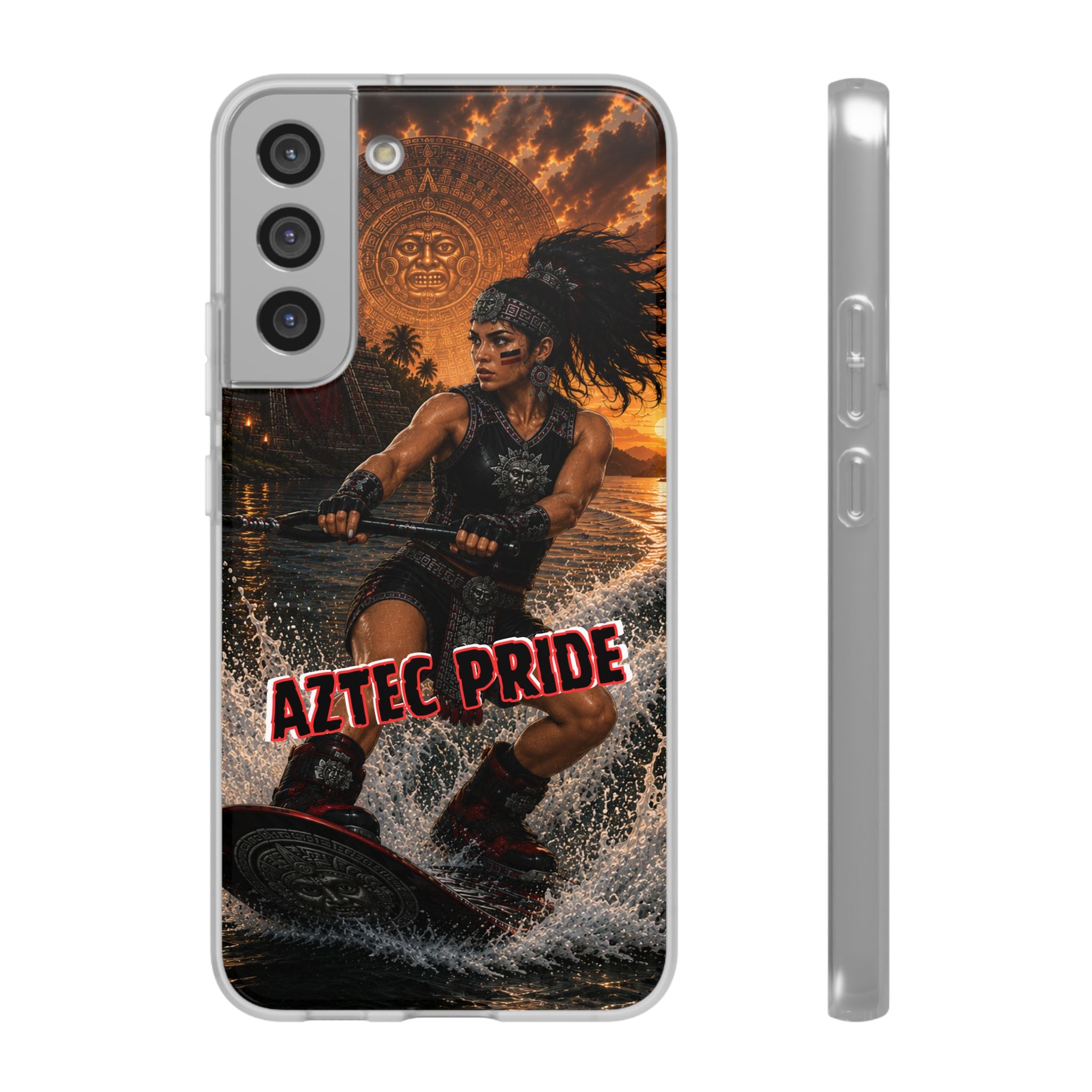 Aztec Wakeboard Female Warrior – Flexi Phone Case (iPhone & Samsung • Clear TPU • Made & Shipped in the USA • 🚚 FREE USA Shipping • Personalized Option)