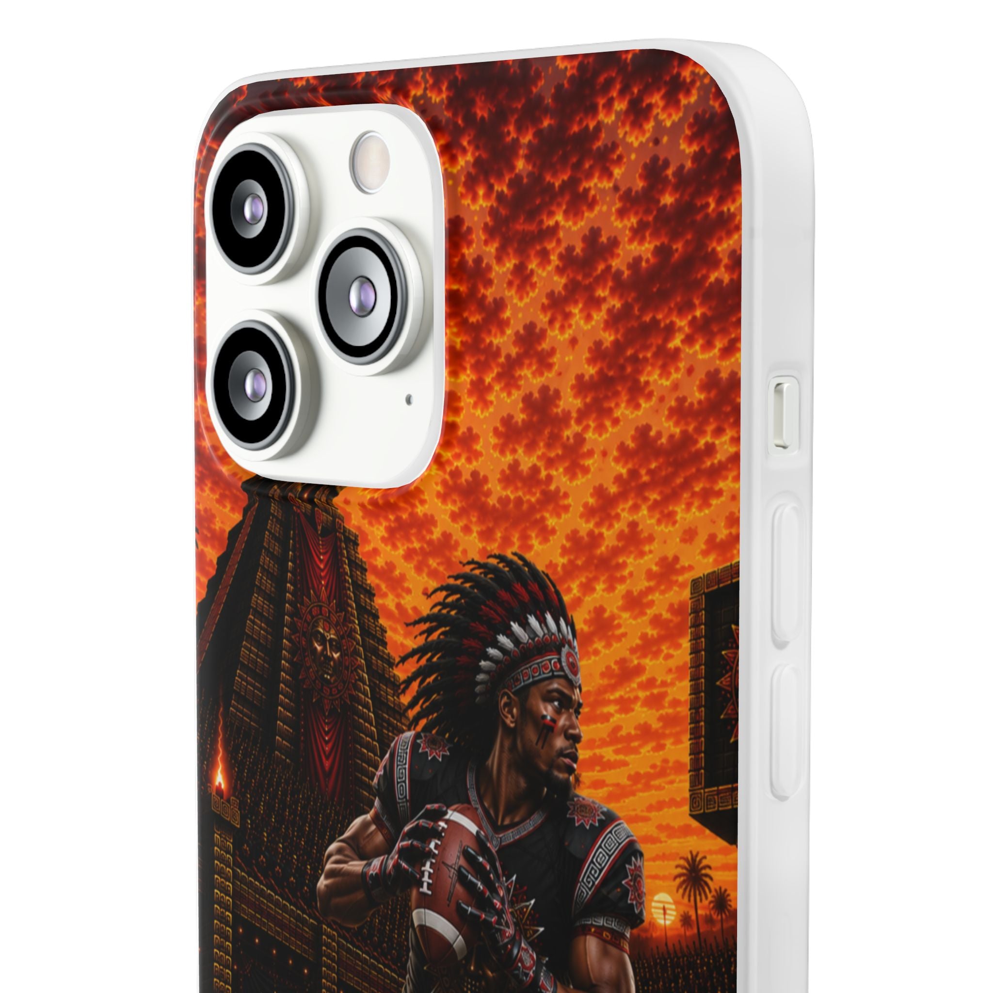 Aztec Football Warrior – Flexi Phone Case (iPhone & Samsung • Clear TPU • Made & Shipped in the USA • 🚚 FREE USA Shipping • Personalized Option)