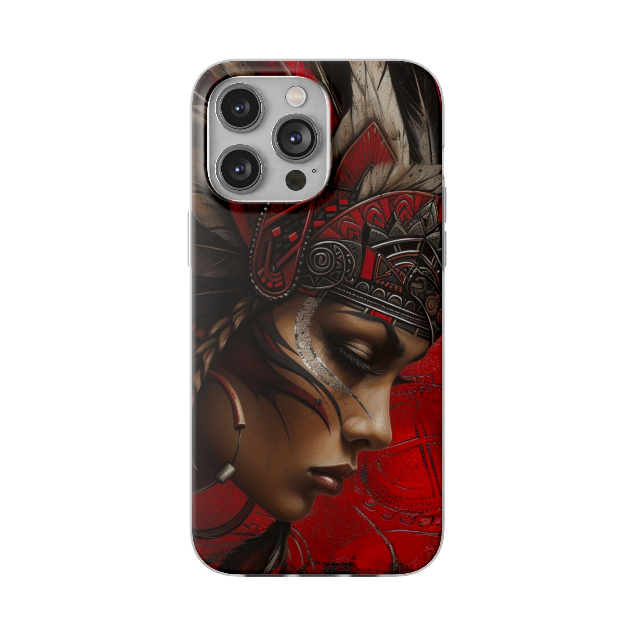 Aztec Sun Goddess – Flexi Phone Case (iPhone & Samsung • Clear TPU • Made in USA • Personalized Option)