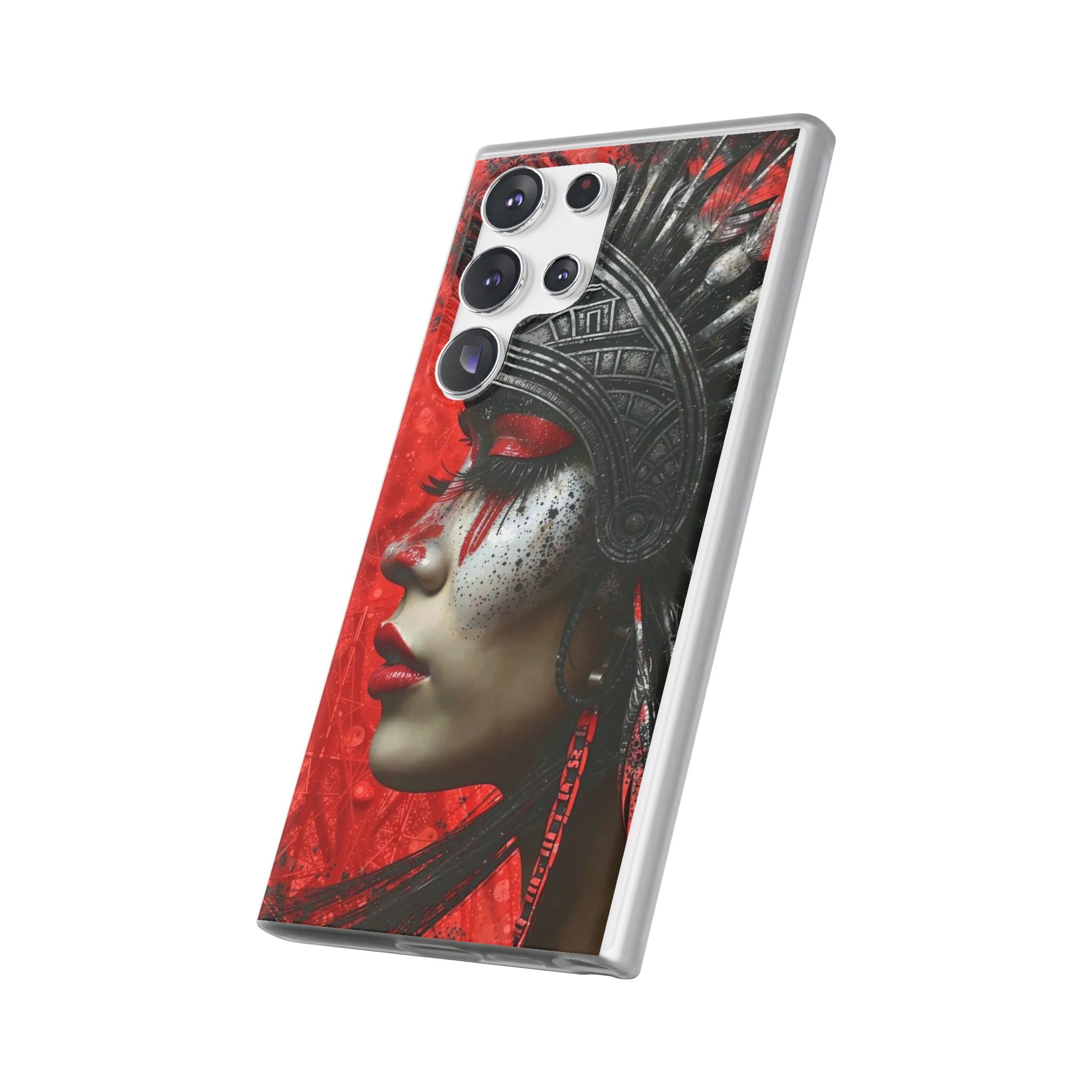 Aztec Fearless Goddess – Flexi Phone Case (iPhone & Samsung • Clear TPU • Made in USA • Personalized Option)