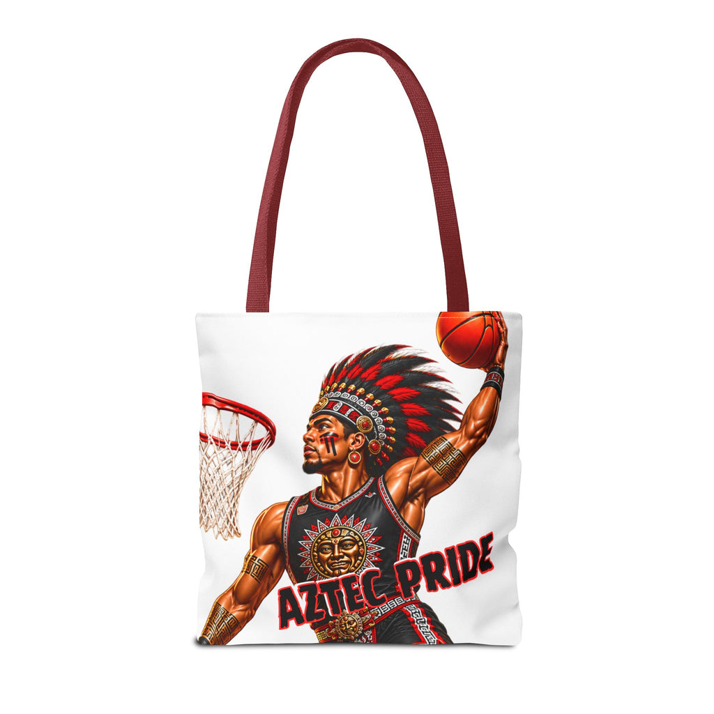 Aztec Basketball Dunk Warrior Tote Bag | Aztec-Inspired AI Art • Made & Shipped in the USA • 🚚 FREE USA Shipping • FREE Personalization