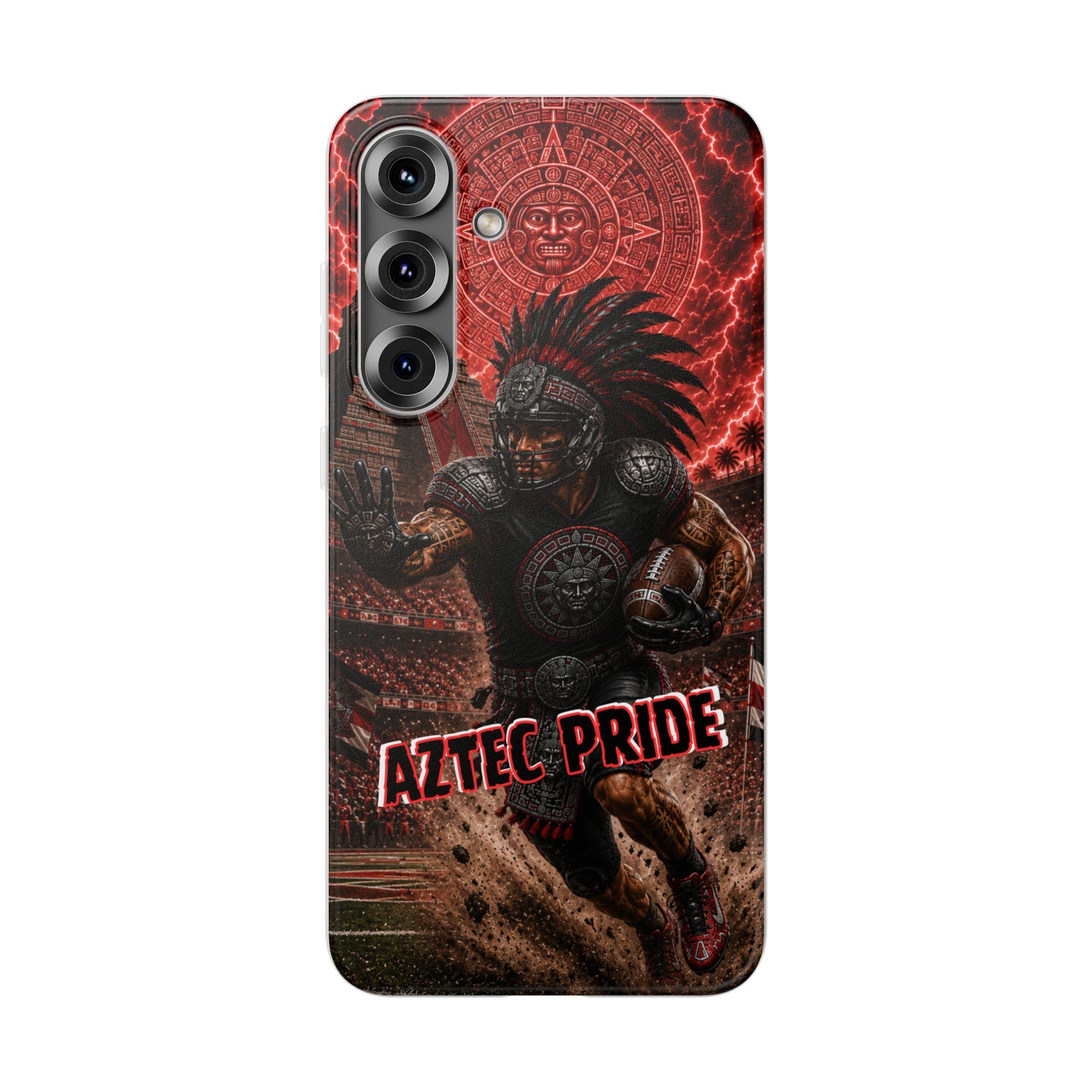 Aztec Football Warrior – Flexi Phone Case (iPhone & Samsung • Clear TPU • Made in USA • Personalized Option)