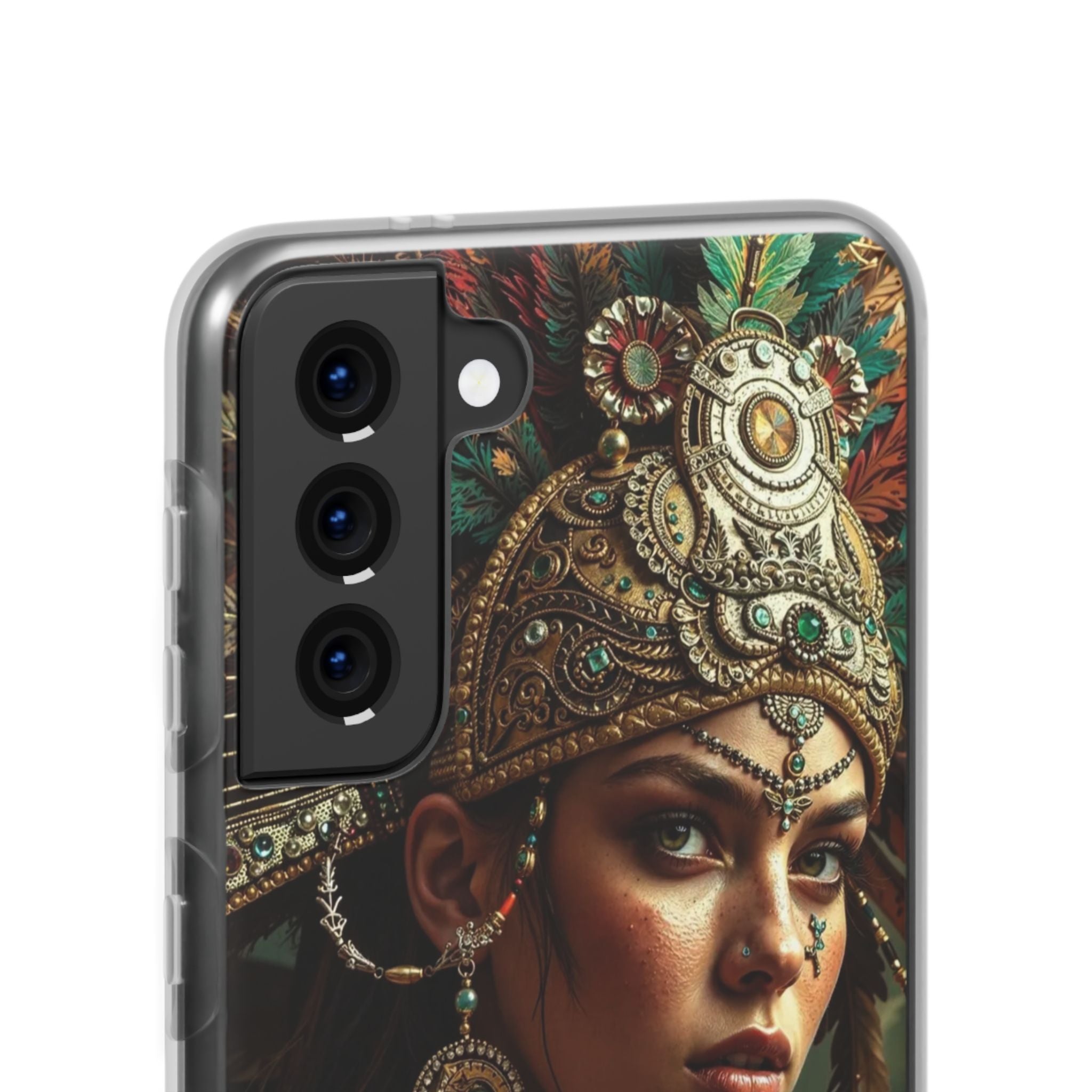 Aztec Warrior Goddess – Flexi Phone Case (iPhone & Samsung • Clear TPU • Made in USA • Personalized Option)