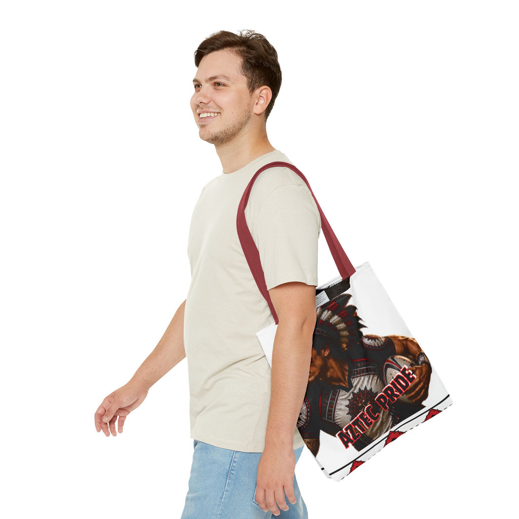 Aztec Rugby Male Warrior Tote Bag | Aztec-Inspired AI Art • Made & Shipped in the USA • 🚚 FREE USA Shipping • FREE Personalization