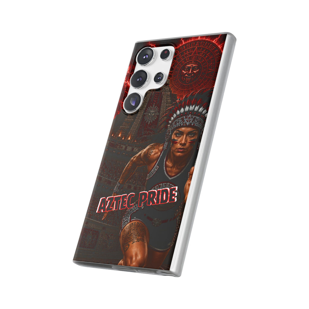 Aztec Track & Field Female Warrior – Flexi Phone Case (iPhone & Samsung • Clear TPU • Made & Shipped in the USA • 🚚 FREE USA Shipping • Personalized Option)