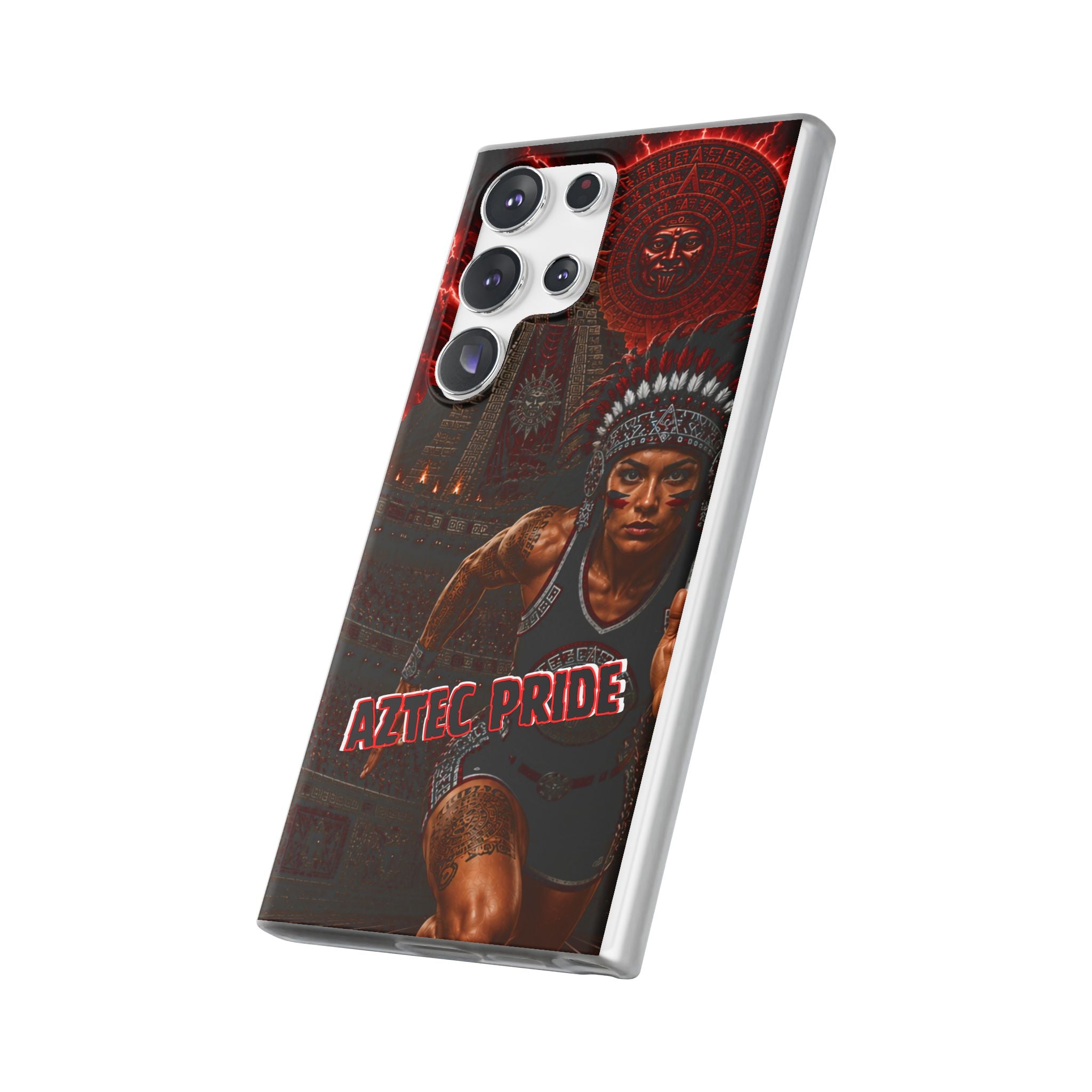 Aztec Track & Field Female Warrior – Flexi Phone Case (iPhone & Samsung • Clear TPU • Made & Shipped in the USA • 🚚 FREE USA Shipping • Personalized Option)