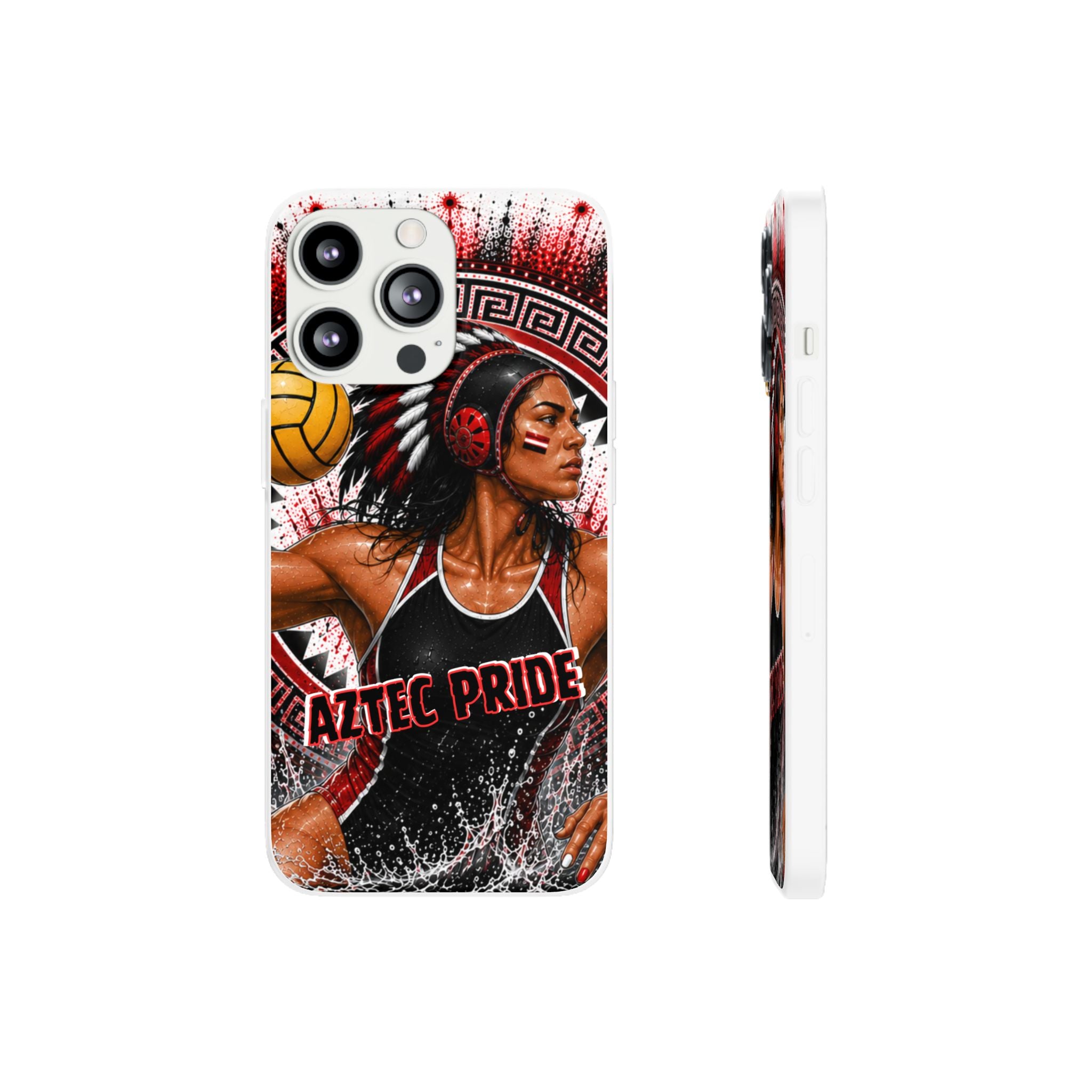 Aztec Water Polo Warrior – Flexi Phone Case (iPhone & Samsung • Clear TPU • Made in USA • Personalized Option)