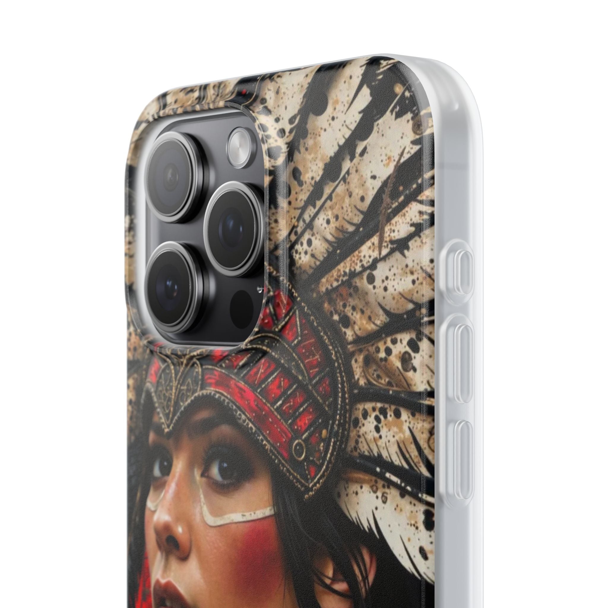 Aztec Moon Goddess – Flexi Phone Case (iPhone & Samsung • Clear TPU • Made in USA • Personalized Option)