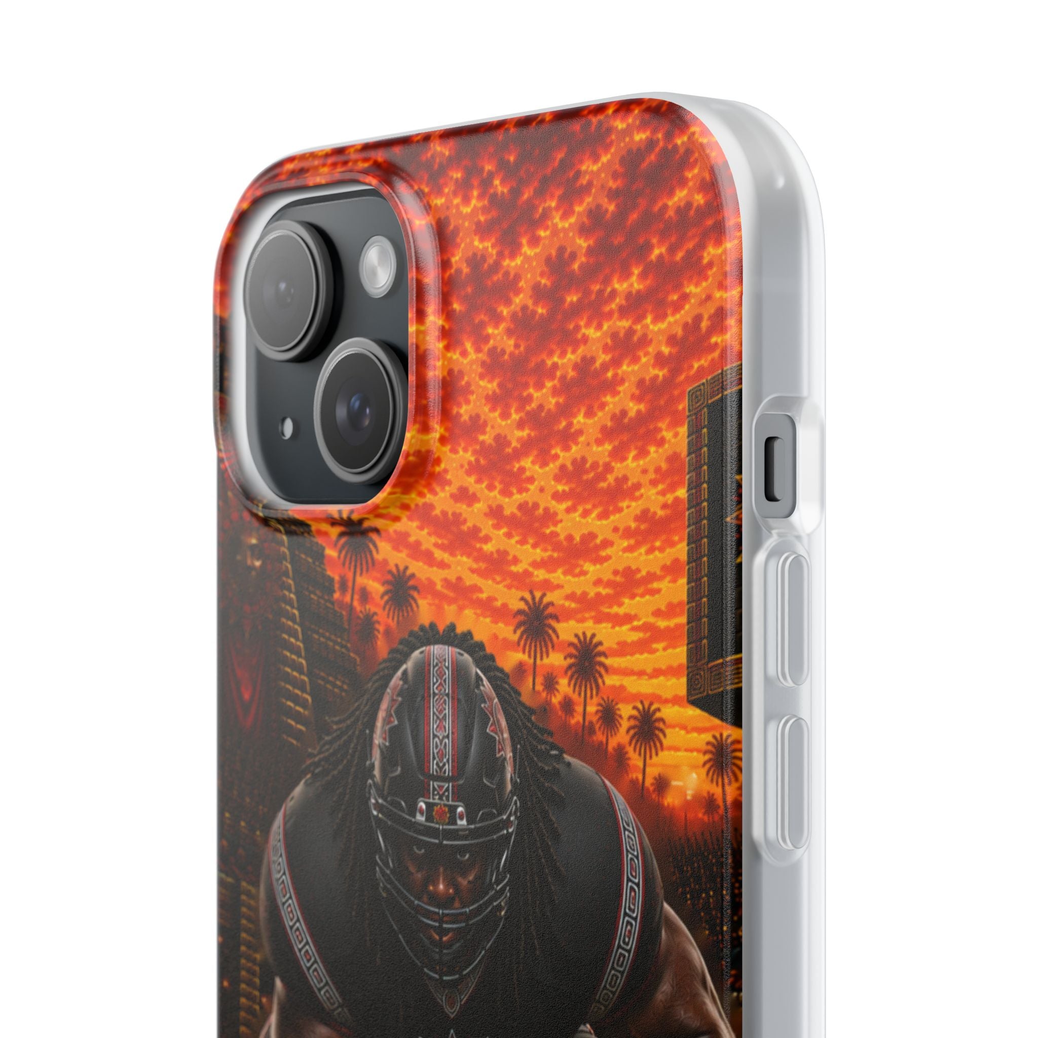 Aztec Football Warrior – Flexi Phone Case (iPhone & Samsung • Clear TPU • Made & Shipped in the USA • 🚚 FREE USA Shipping • Personalized Option)