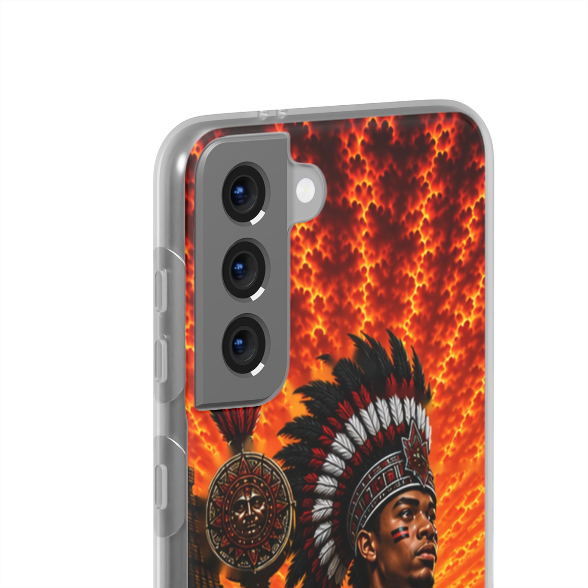 Aztec Drum Major Warrior – Flexi Phone Case (iPhone & Samsung • Clear TPU • Made & Shipped in the USA • 🚚 FREE USA Shipping • Personalized Option)