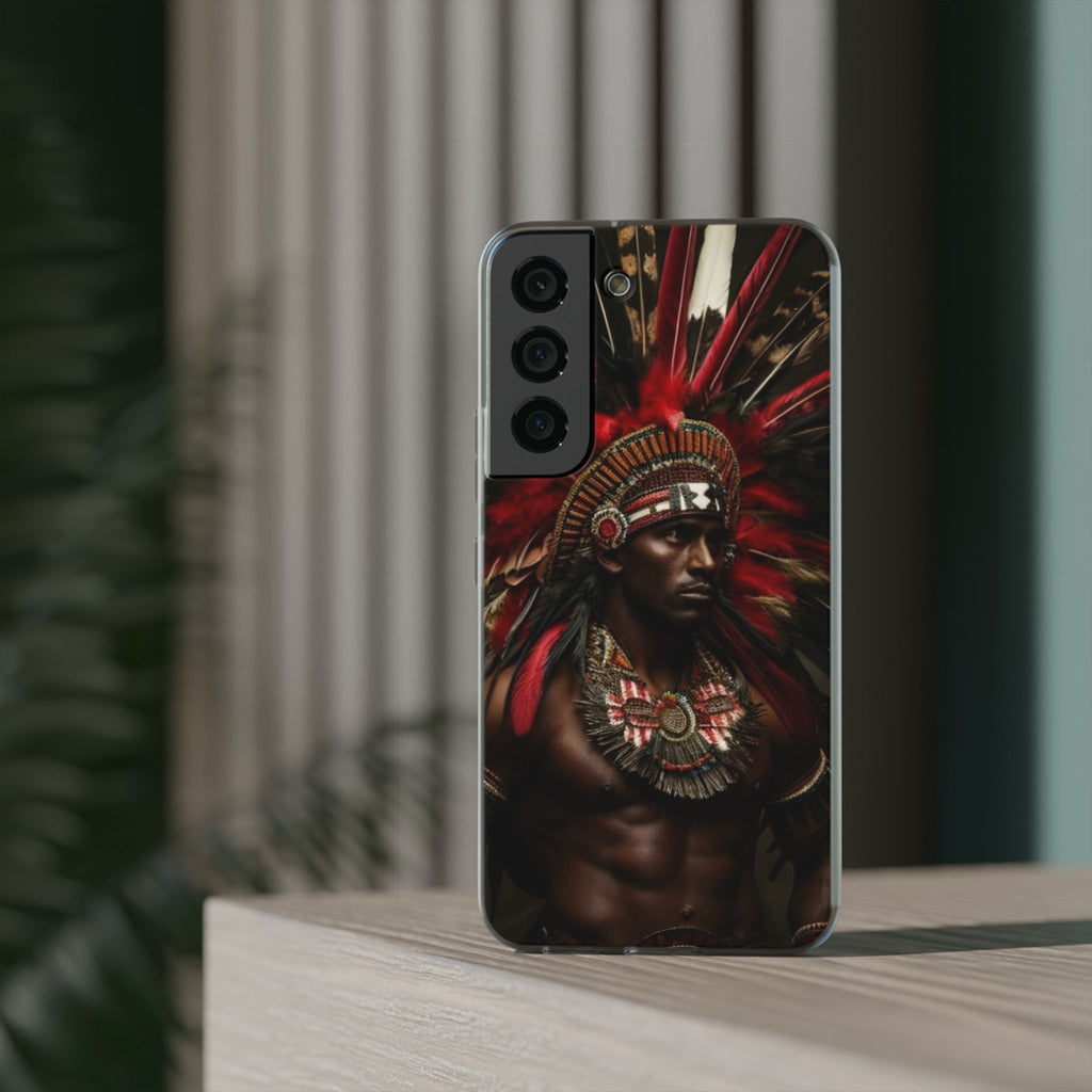 Aztec Panther Warrior – Flexi Phone Case (iPhone & Samsung • Clear TPU • Made in USA • Personalized Option)