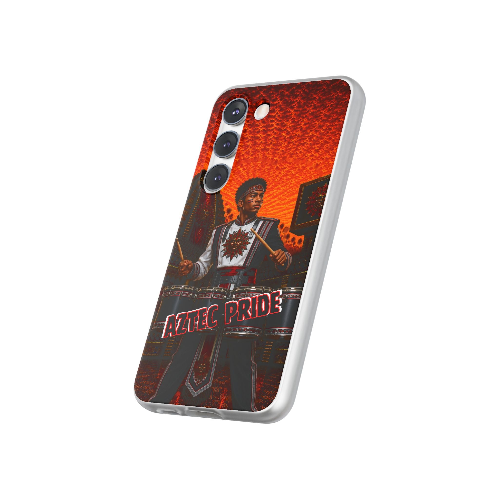 Aztec Band Warrior – Flexi Phone Case (iPhone & Samsung • Clear TPU • Made & Shipped in the USA • 🚚 FREE USA Shipping • Personalized Option)