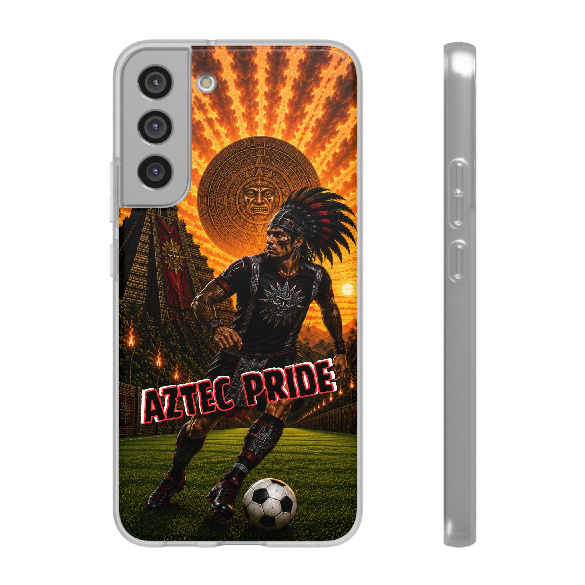 Aztec Soccer Male Warrior – Flexi Phone Case (iPhone & Samsung • Clear TPU • Made & Shipped in the USA • 🚚 FREE USA Shipping • Personalized Option)