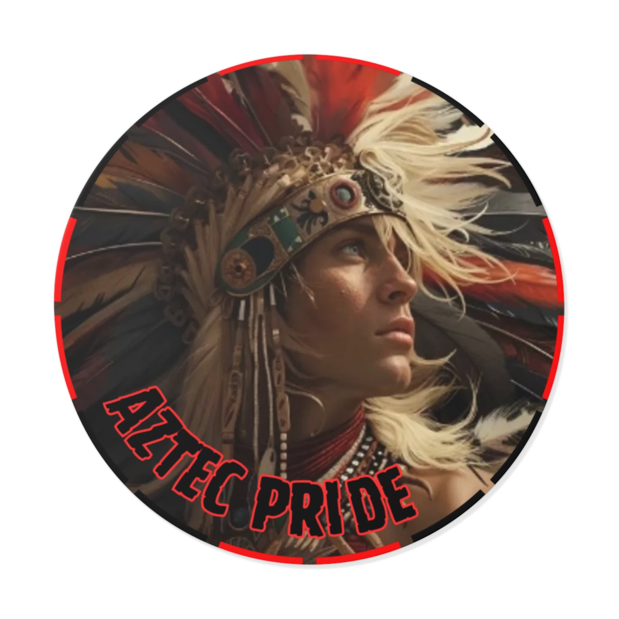 Aztec Sky Prince Round Vinyl Sticker – Waterproof Matte Decal (2”–6”)