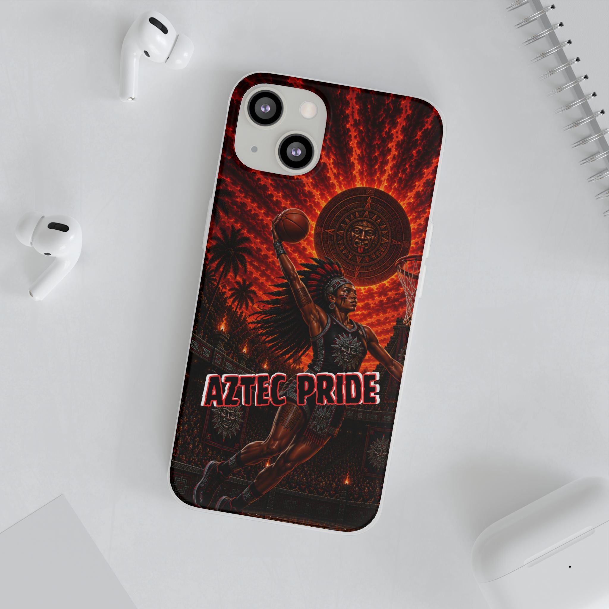 Aztec Basketball Female Warrior – Flexi Phone Case (iPhone & Samsung • Clear TPU • Made & Shipped in the USA • 🚚 FREE USA Shipping • Personalized Option)