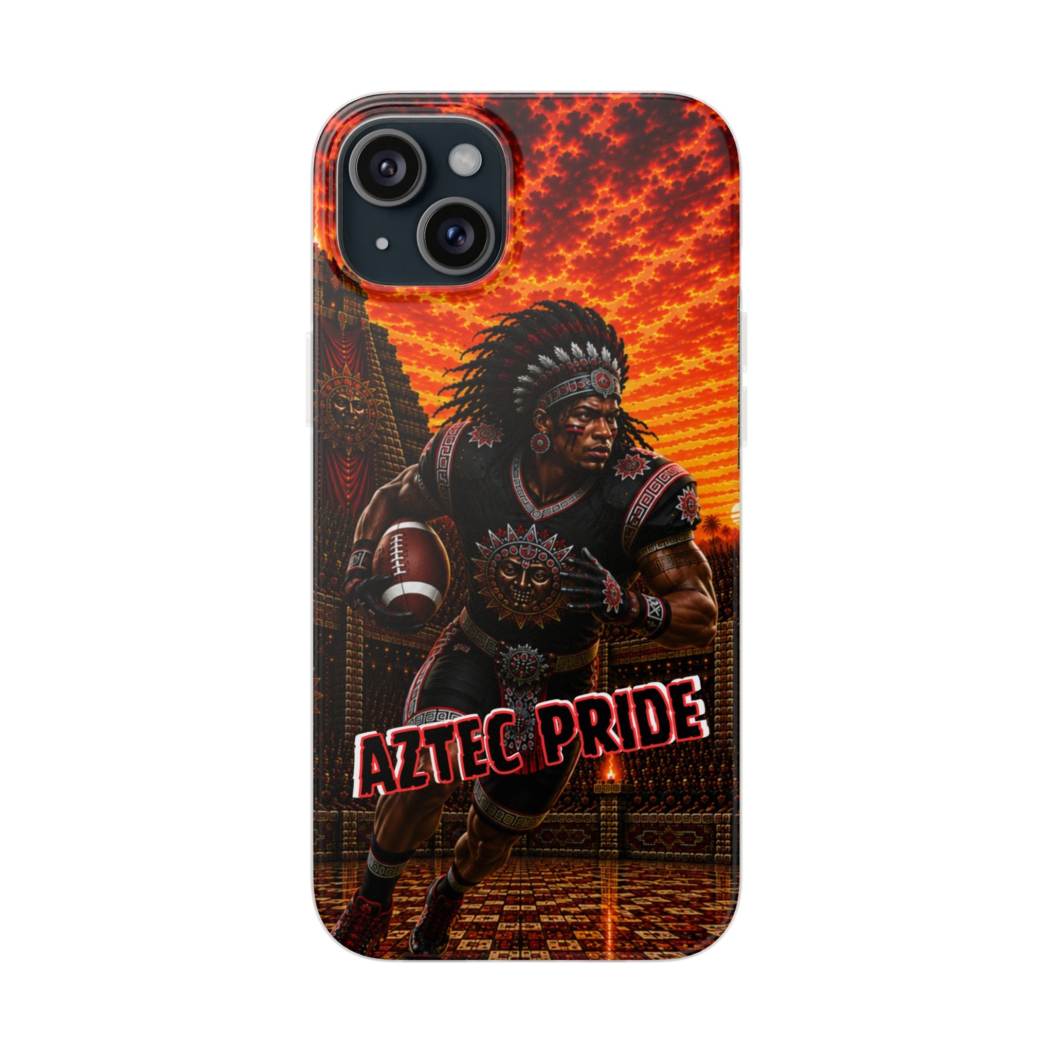 Aztec Football Warrior – Flexi Phone Case (iPhone & Samsung • Clear TPU • Made & Shipped in the USA • 🚚 FREE USA Shipping • Personalized Option)