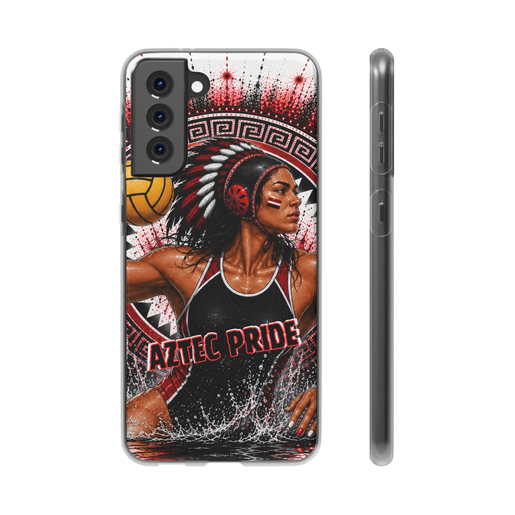 Aztec Water Polo Warrior – Flexi Phone Case (iPhone & Samsung • Clear TPU • Made in USA • Personalized Option)