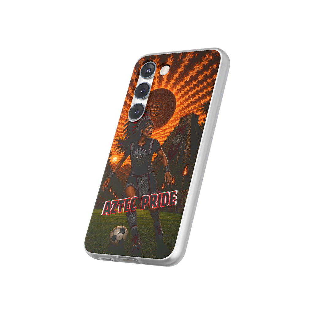 Aztec Soccer Female Warrior – Flexi Phone Case (iPhone & Samsung • Clear TPU • Made & Shipped in the USA • 🚚 FREE USA Shipping • Personalized Option)