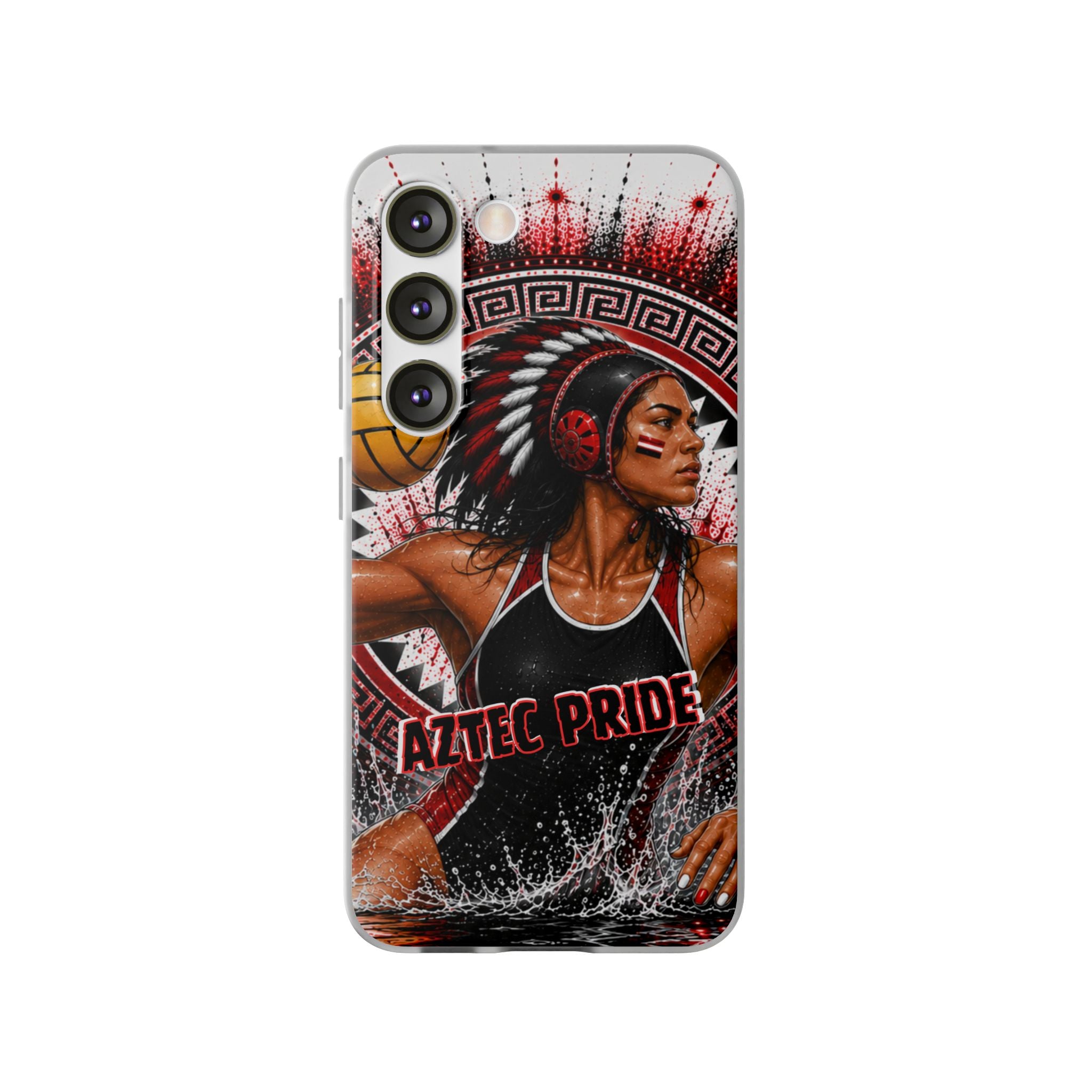 Aztec Water Polo Warrior – Flexi Phone Case (iPhone & Samsung • Clear TPU • Made in USA • Personalized Option)