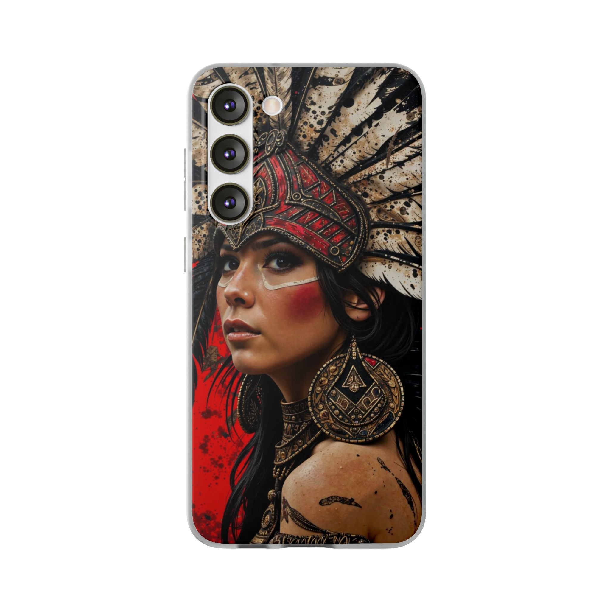 Aztec Moon Goddess – Flexi Phone Case (iPhone & Samsung • Clear TPU • Made in USA • Personalized Option)