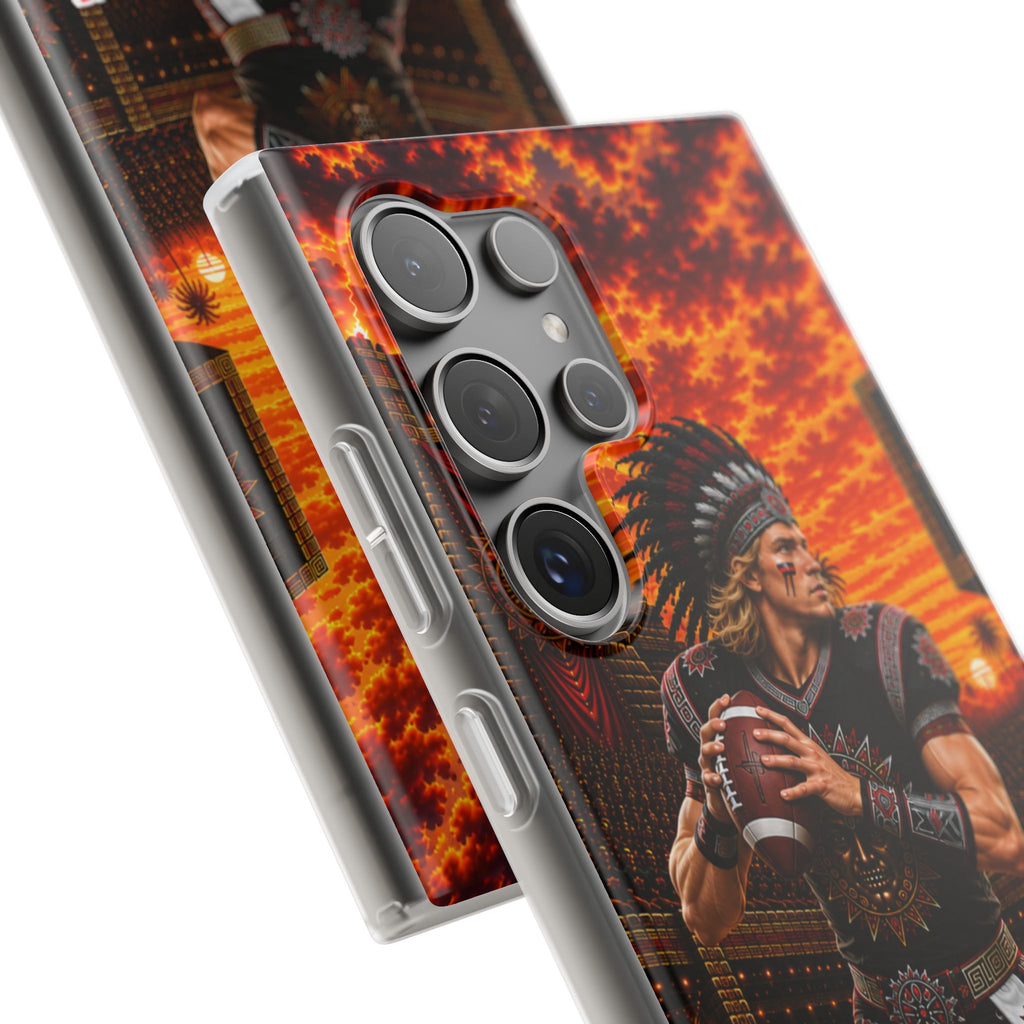 Aztec Football Warrior – Flexi Phone Case (iPhone & Samsung • Clear TPU • Made & Shipped in the USA • 🚚 FREE USA Shipping • Personalized Option)
