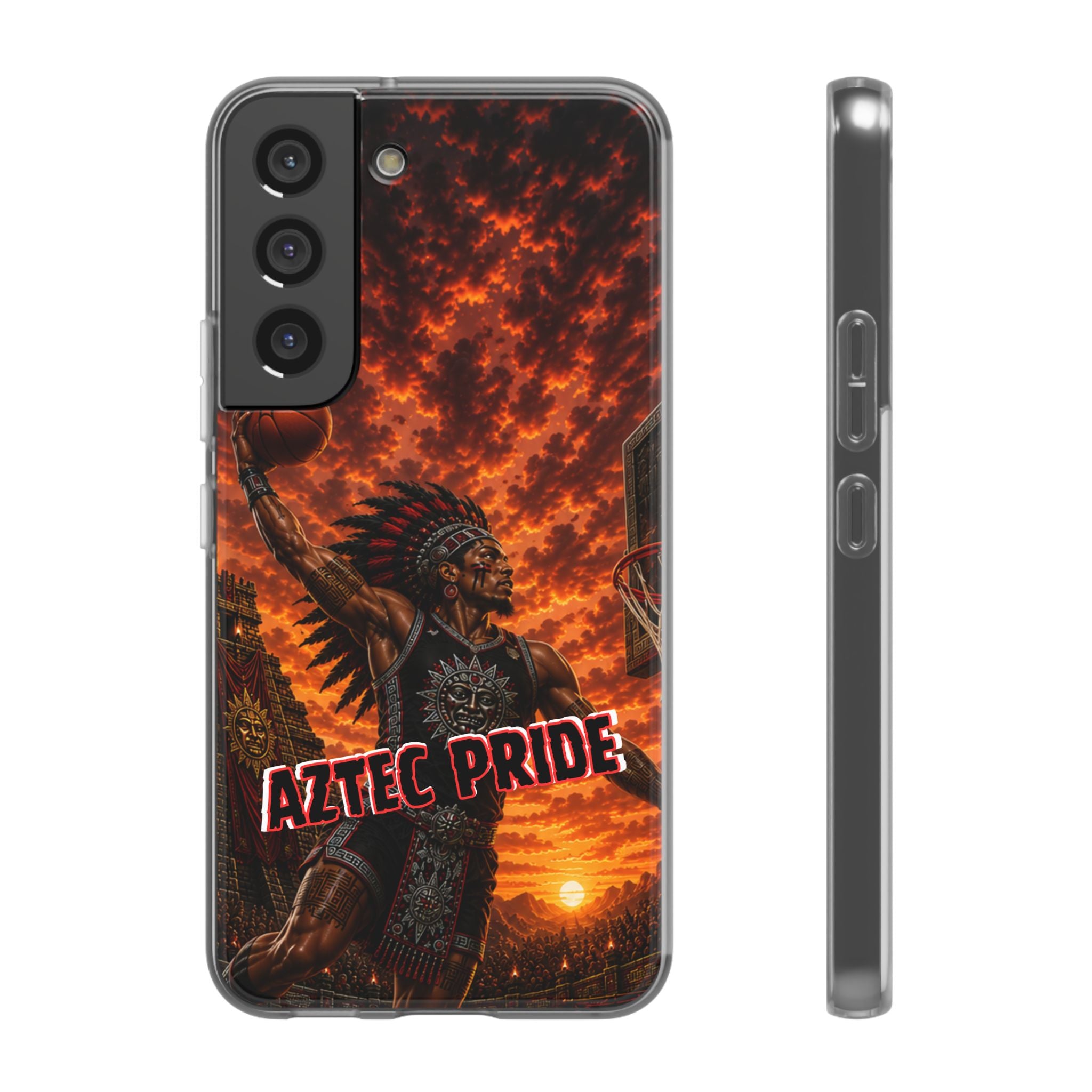 Aztec Basketball Male Warrior – Flexi Phone Case (iPhone & Samsung • Clear TPU • Made & Shipped in the USA • 🚚 FREE USA Shipping • Personalized Option)