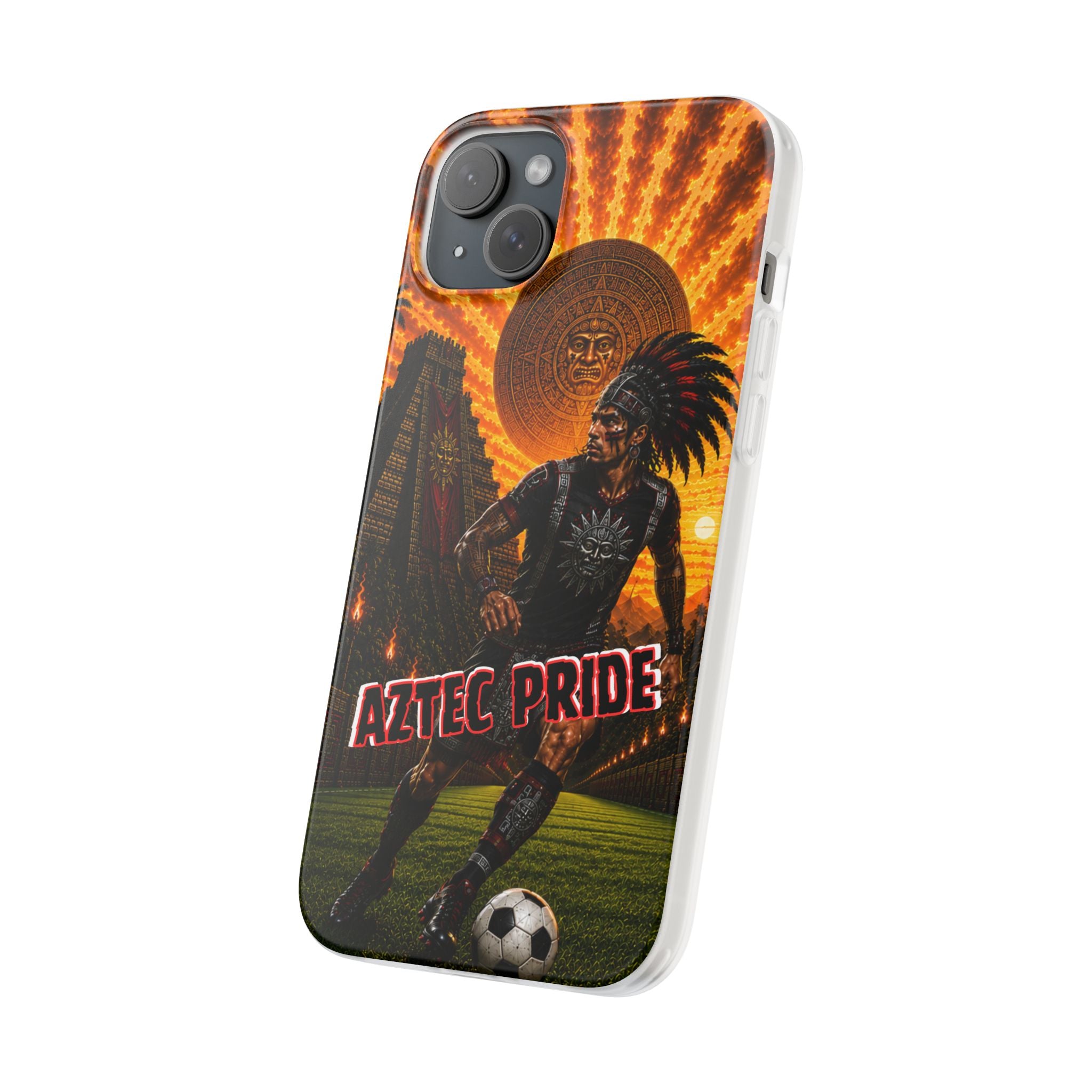 Aztec Soccer Male Warrior – Flexi Phone Case (iPhone & Samsung • Clear TPU • Made & Shipped in the USA • 🚚 FREE USA Shipping • Personalized Option)