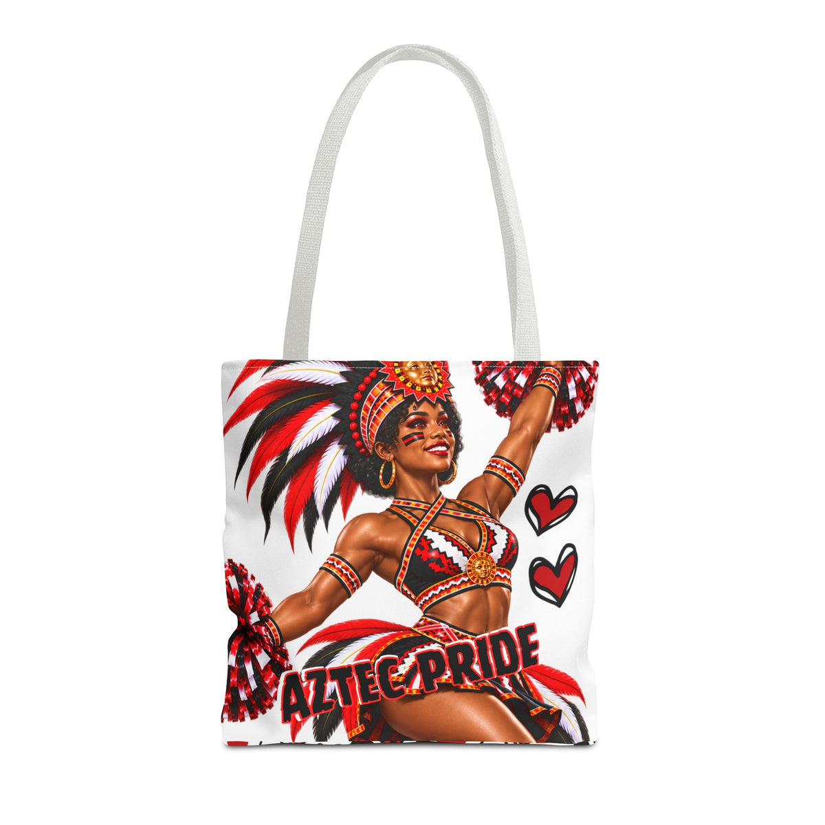 Aztec Cheerleader Warrior Tote Bag | Aztec-Inspired AI Art • Made & Shipped in the USA • 🚚 FREE USA Shipping • FREE Personalization