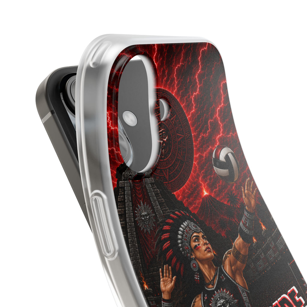 Aztec Volleyball Warrior – Flexi Phone Case (iPhone & Samsung • Clear TPU • Made & Shipped in the USA • 🚚 FREE USA Shipping • Personalized Option)