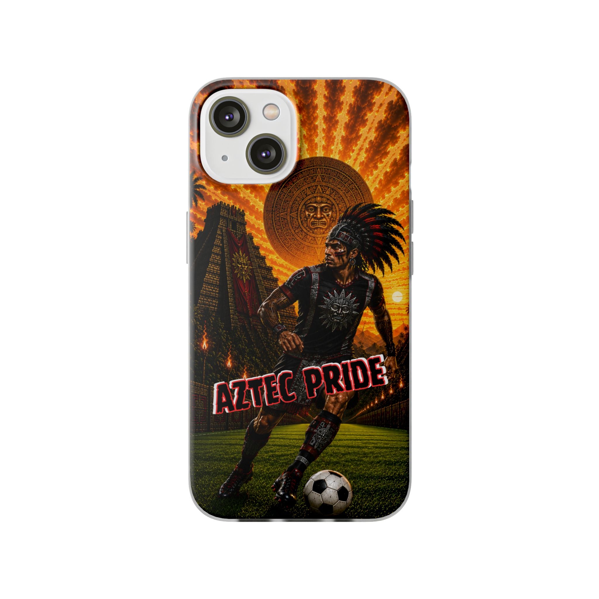 Aztec Soccer Male Warrior – Flexi Phone Case (iPhone & Samsung • Clear TPU • Made & Shipped in the USA • 🚚 FREE USA Shipping • Personalized Option)