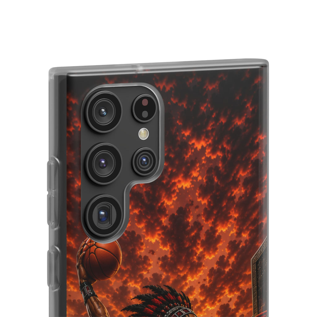 Aztec Basketball Male Warrior – Flexi Phone Case (iPhone & Samsung • Clear TPU • Made & Shipped in the USA • 🚚 FREE USA Shipping • Personalized Option)