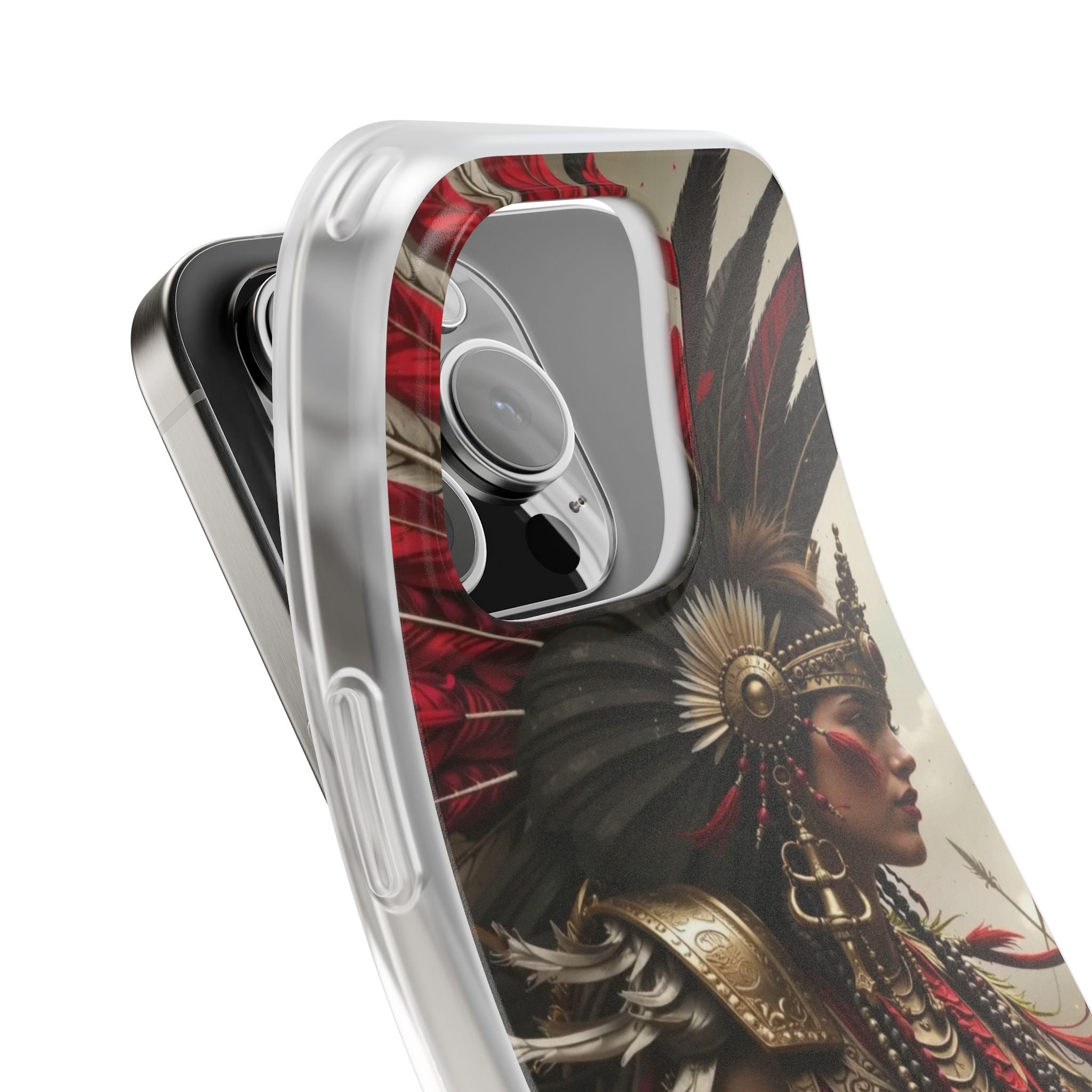 Aztec Warrior Queen – Flexi Phone Case (iPhone & Samsung • Clear TPU • Made in USA • Personalized Option)