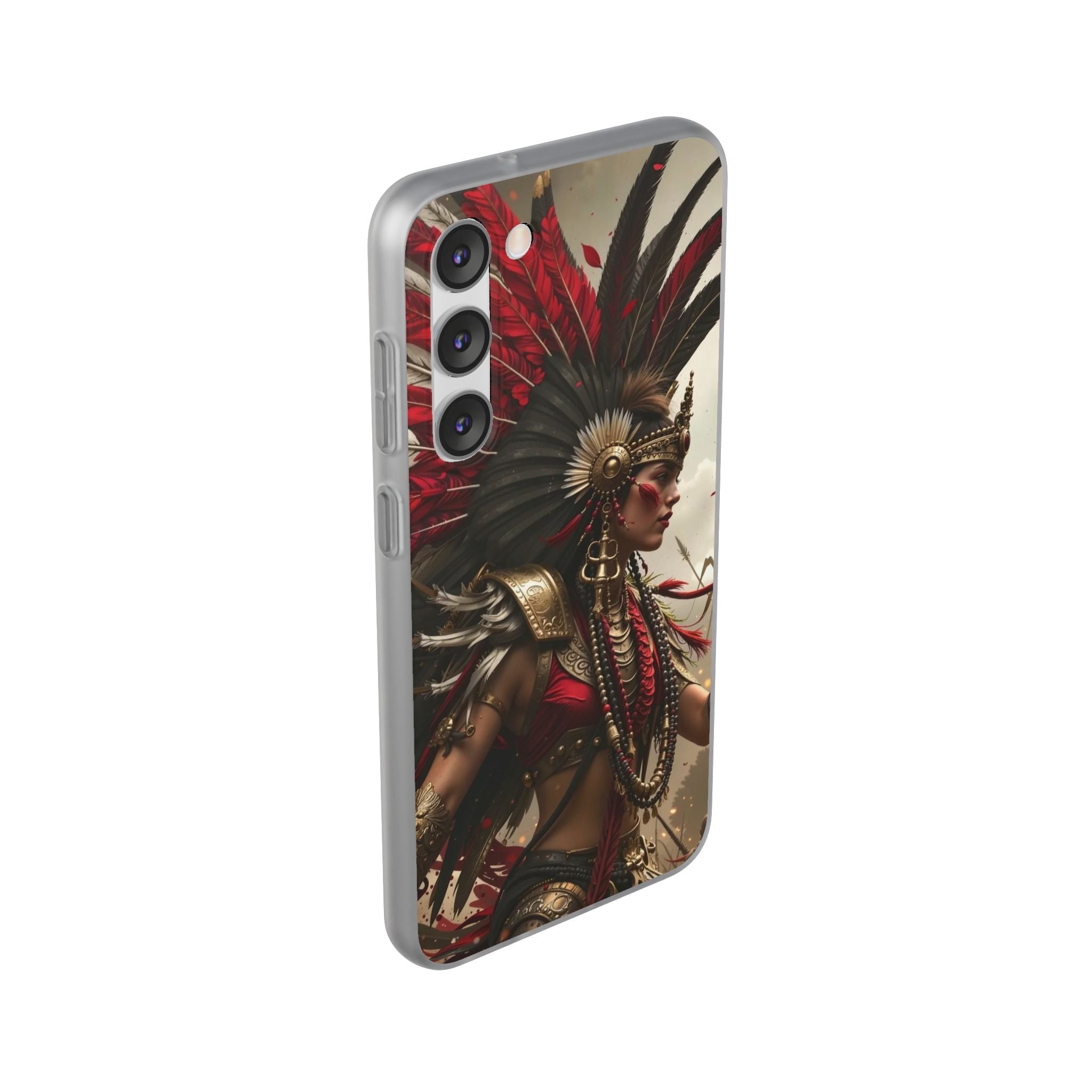 Aztec Warrior Queen – Flexi Phone Case (iPhone & Samsung • Clear TPU • Made in USA • Personalized Option)