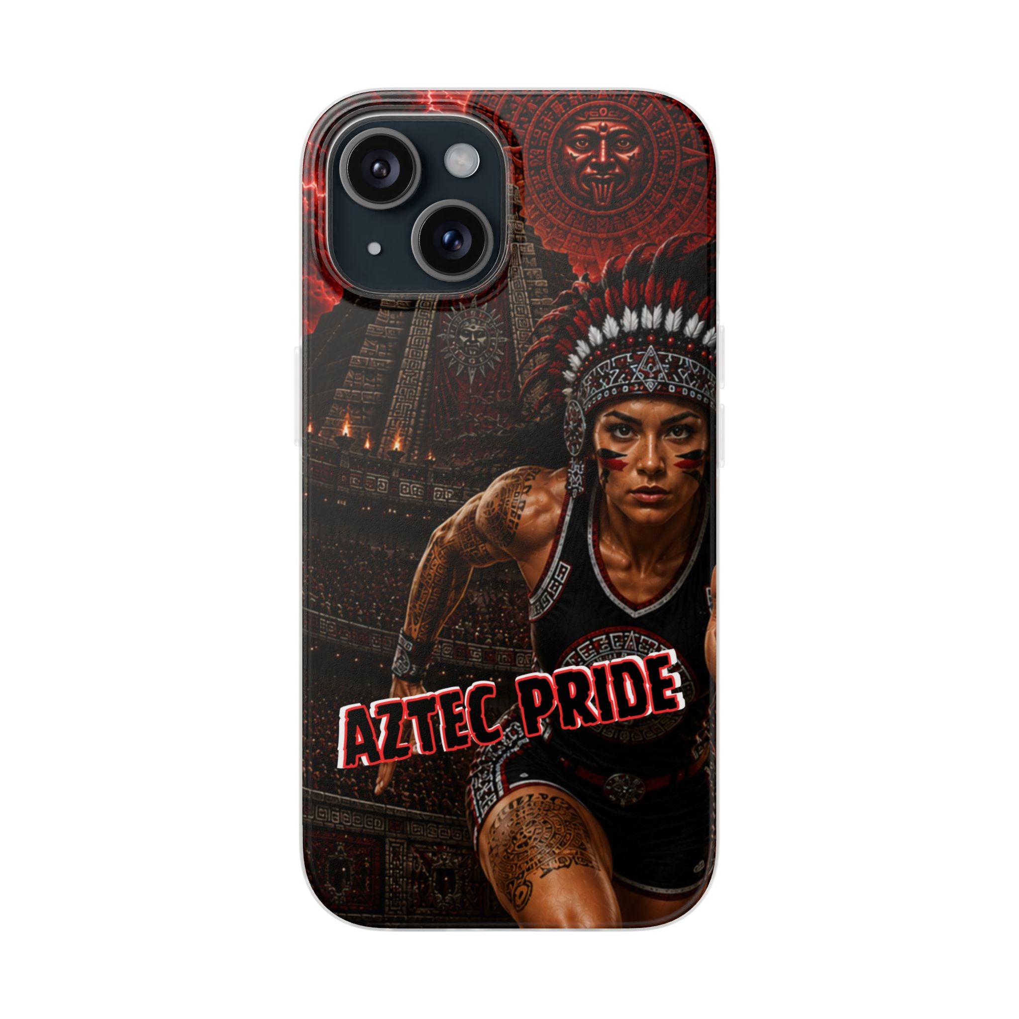Aztec Track & Field Female Warrior – Flexi Phone Case (iPhone & Samsung • Clear TPU • Made & Shipped in the USA • 🚚 FREE USA Shipping • Personalized Option)